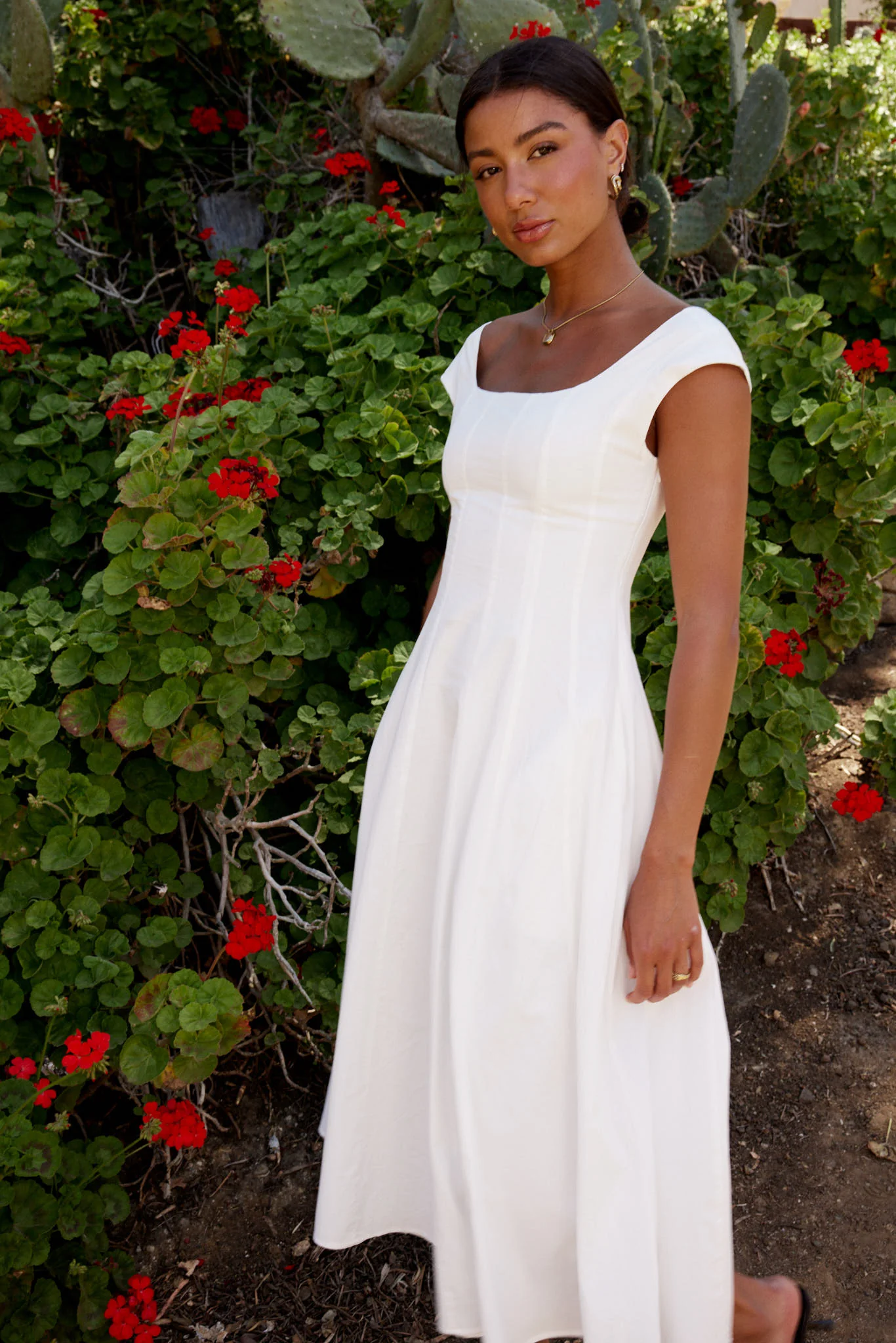 Colin Midi Dress in Cream - Image 3