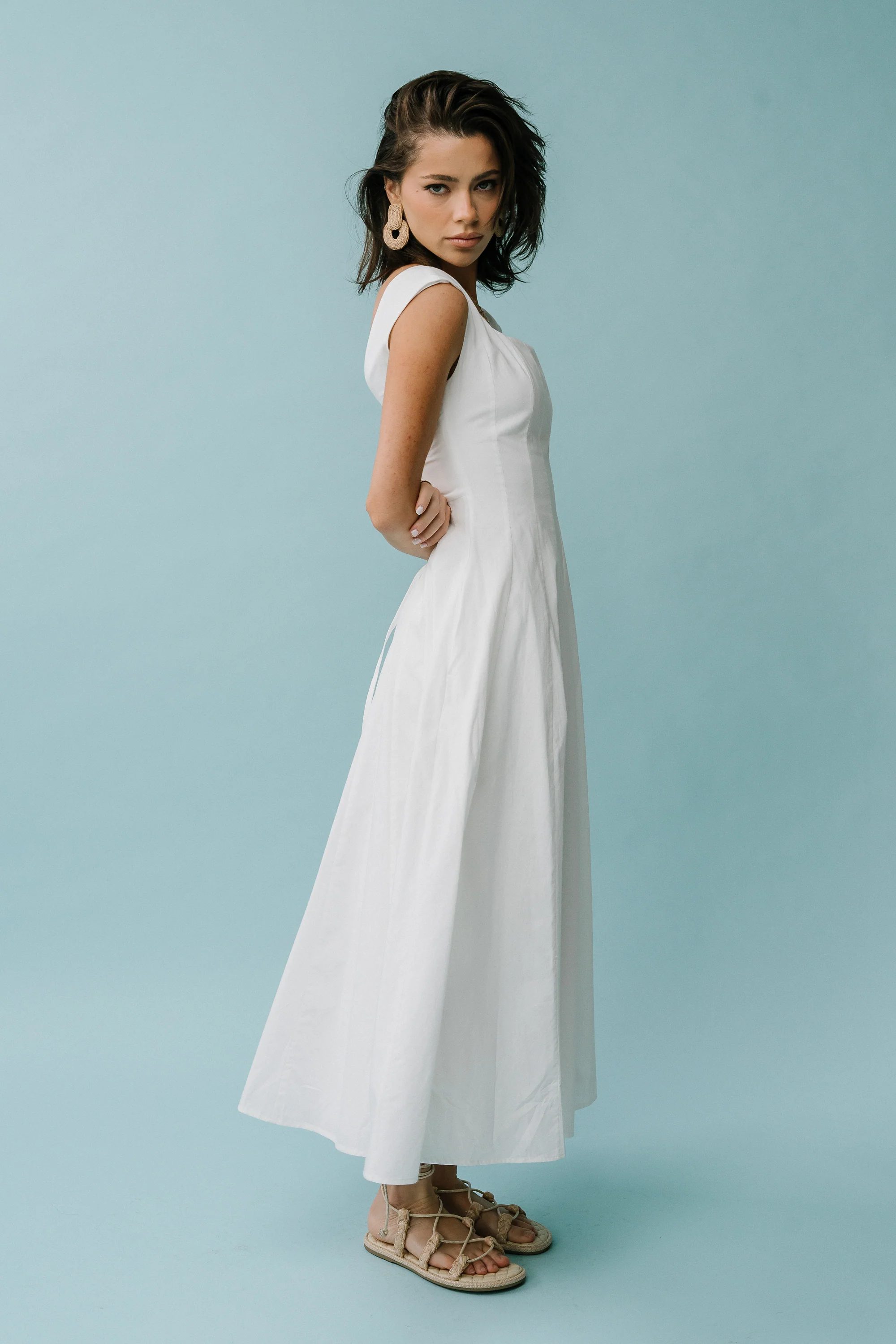 Colin Midi Dress in Cream - Image 7