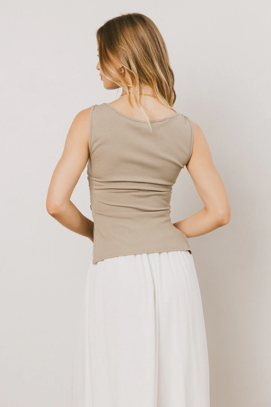 Collins Ribbed Top in Taupe - FINAL SALE - Image 4