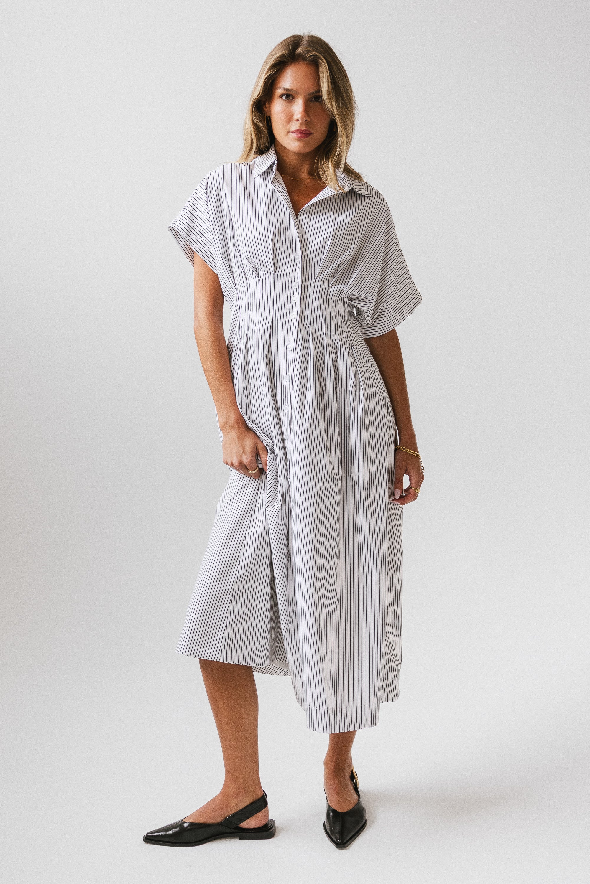 Collins Striped Maxi Dress in White - Image 6