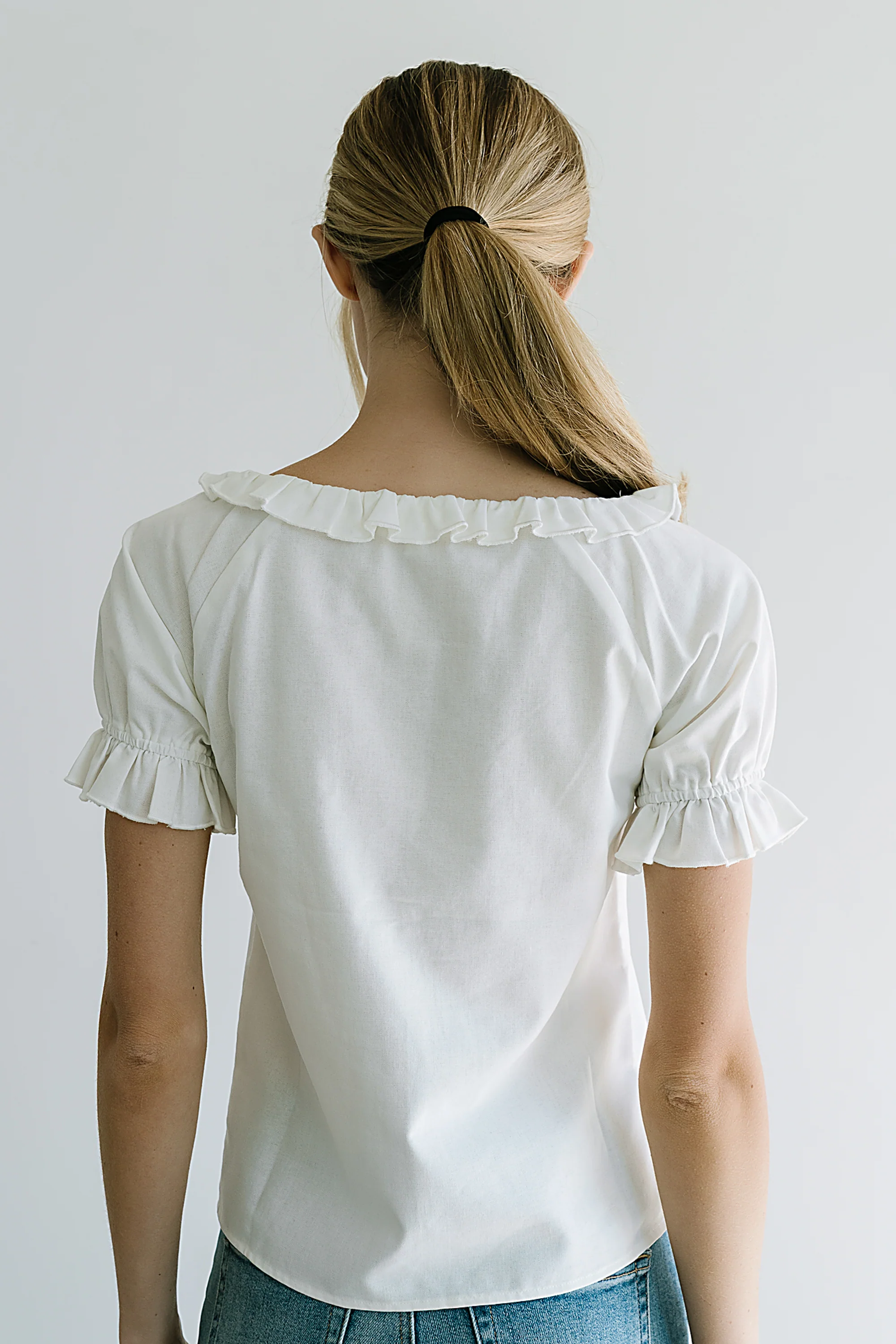 Connie Ruffle Blouse in Cream - FINAL SALE - Image 3