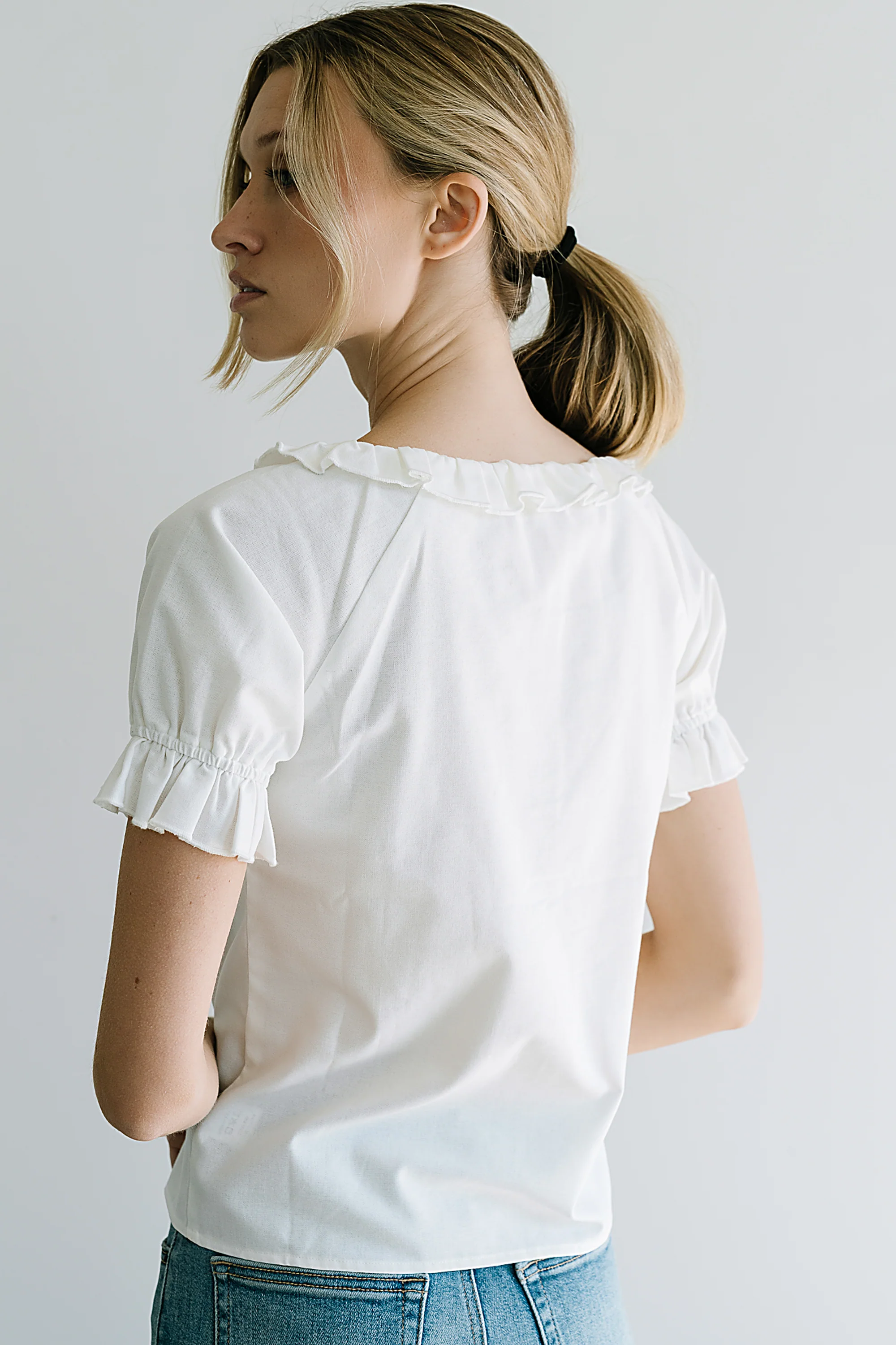 Connie Ruffle Blouse in Cream - FINAL SALE - Image 7