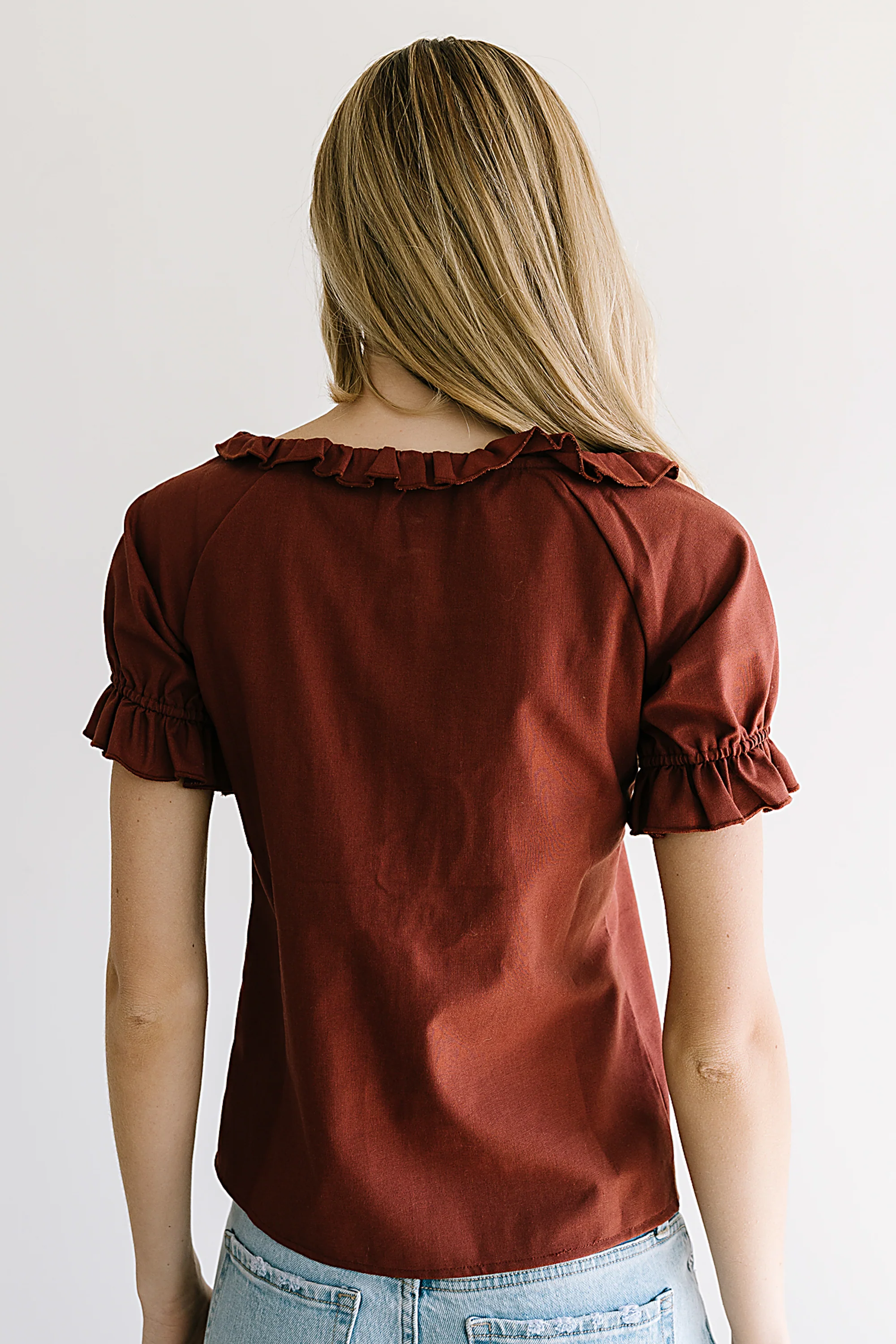 Connie Ruffle Blouse in Rust - FINAL SALE - Image 2