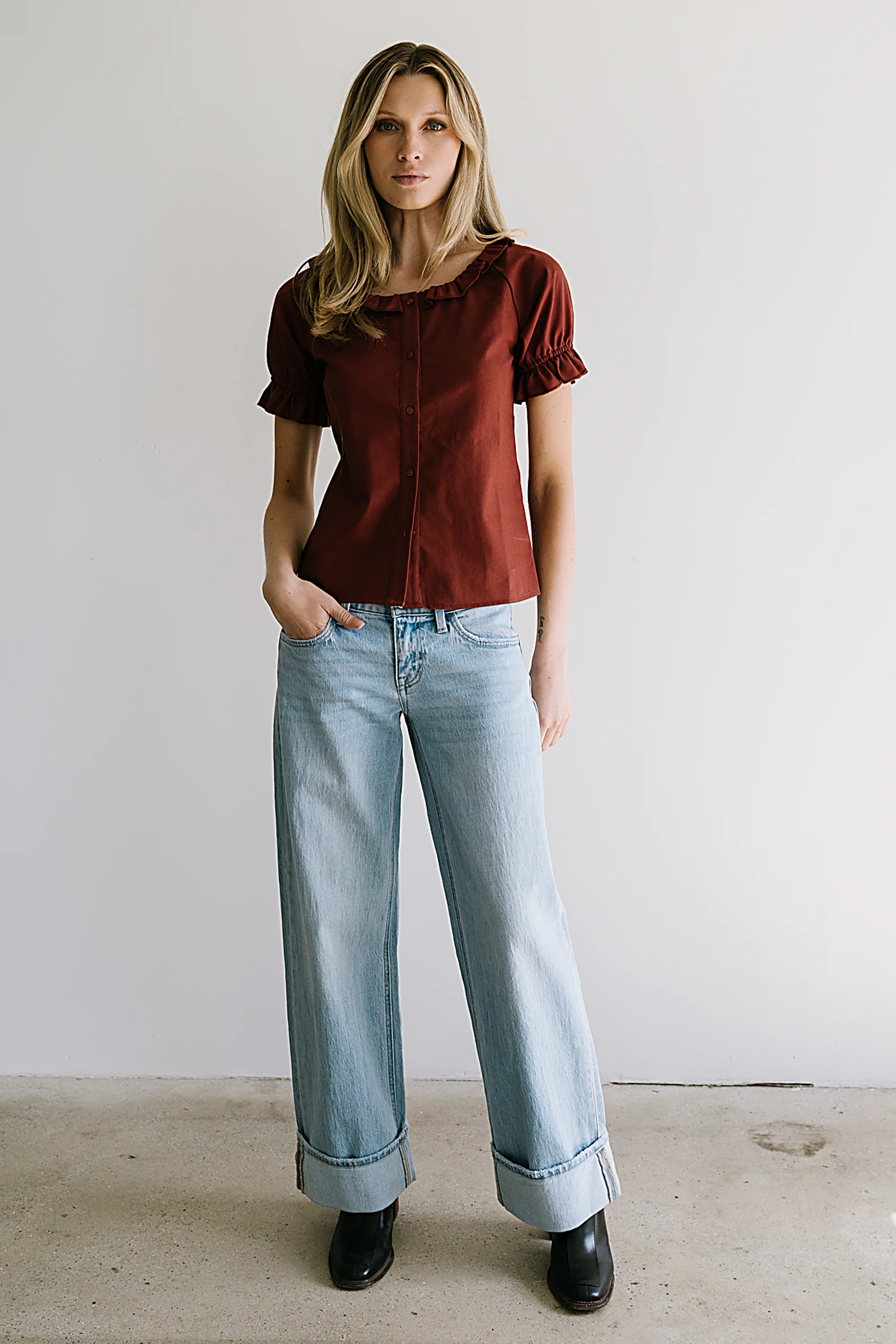 Connie Ruffle Blouse in Rust - FINAL SALE - Image 3