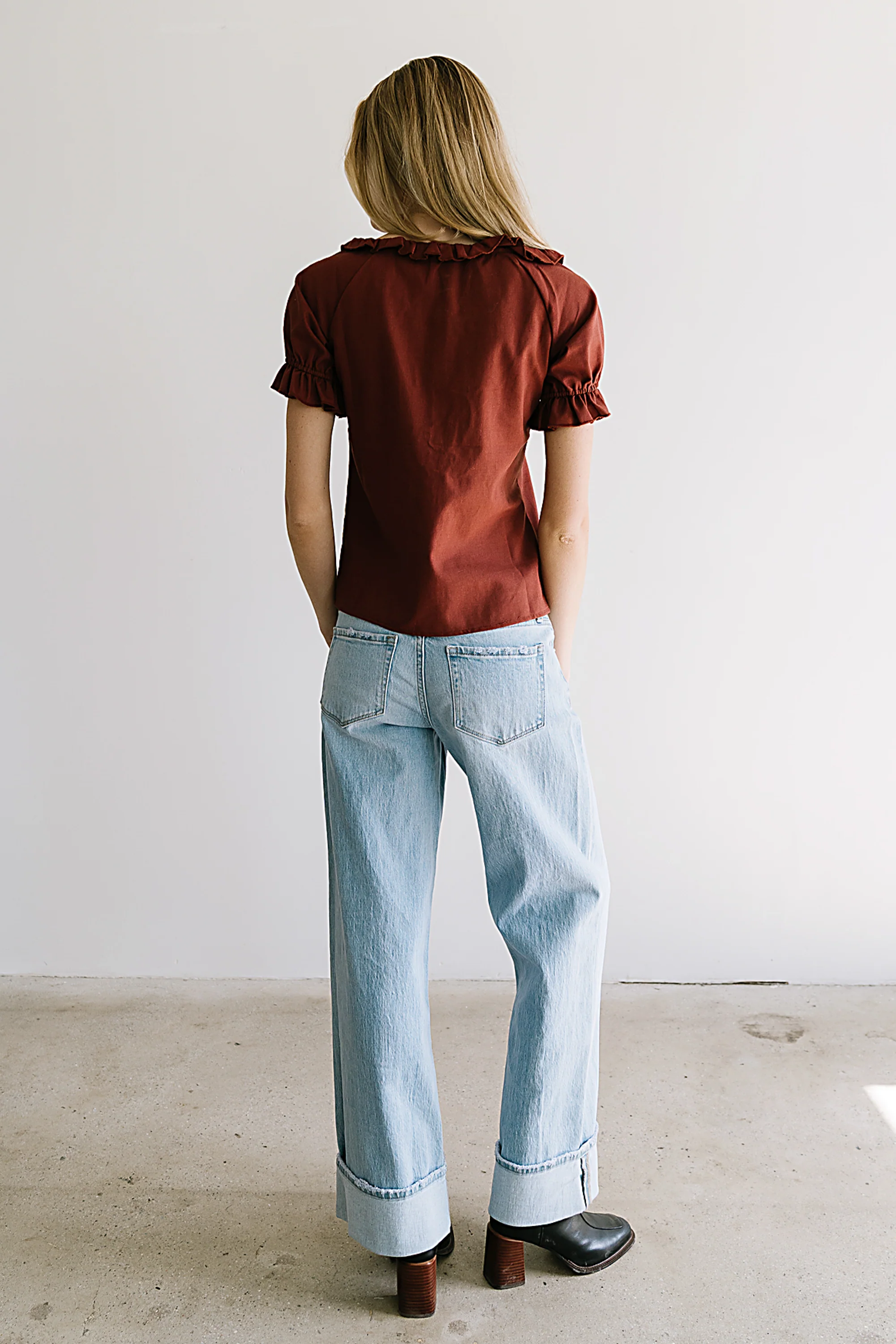 Connie Ruffle Blouse in Rust - FINAL SALE - Image 4