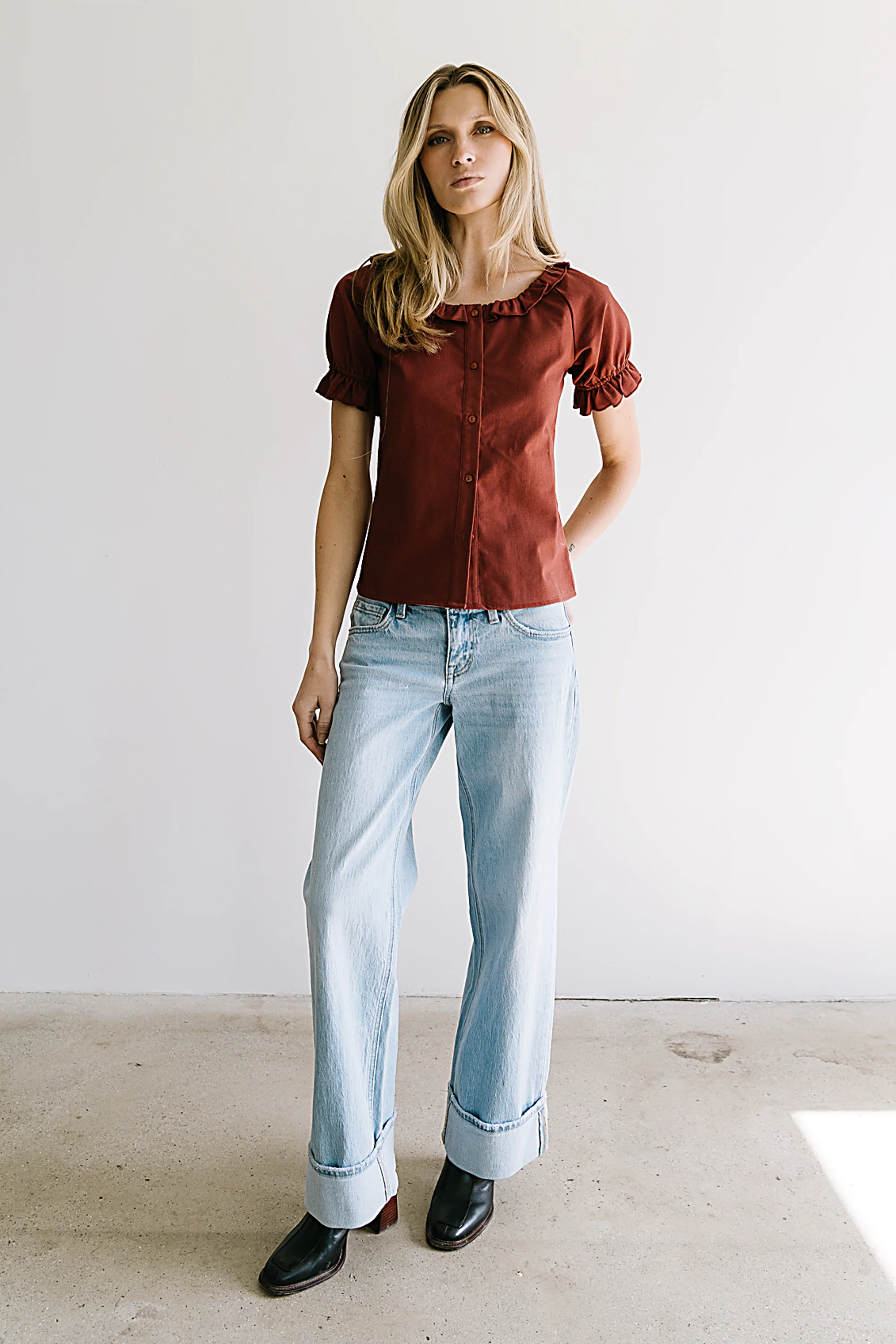 Connie Ruffle Blouse in Rust - FINAL SALE - Image 8