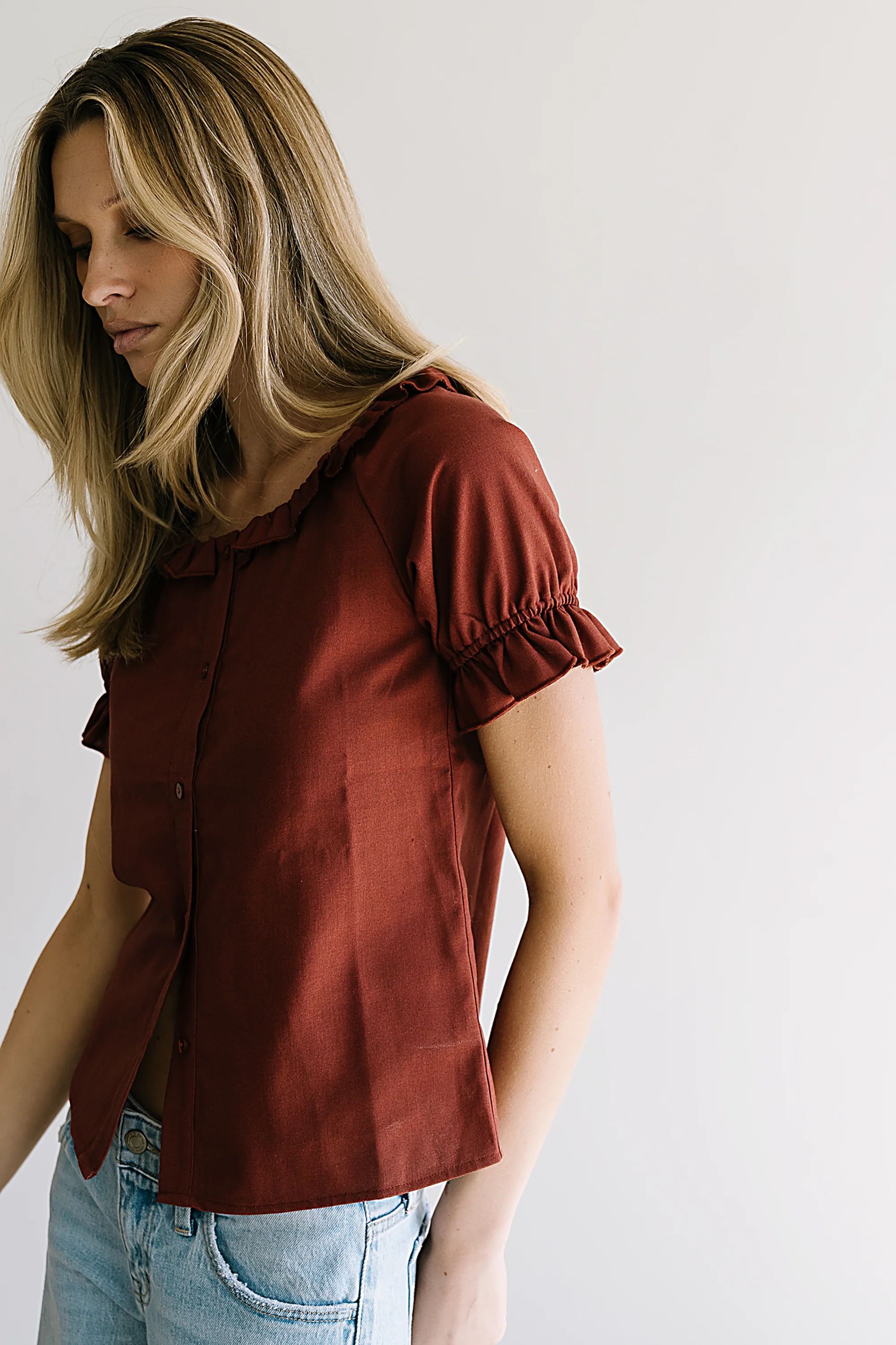 Connie Ruffle Blouse in Rust - FINAL SALE - Image 9