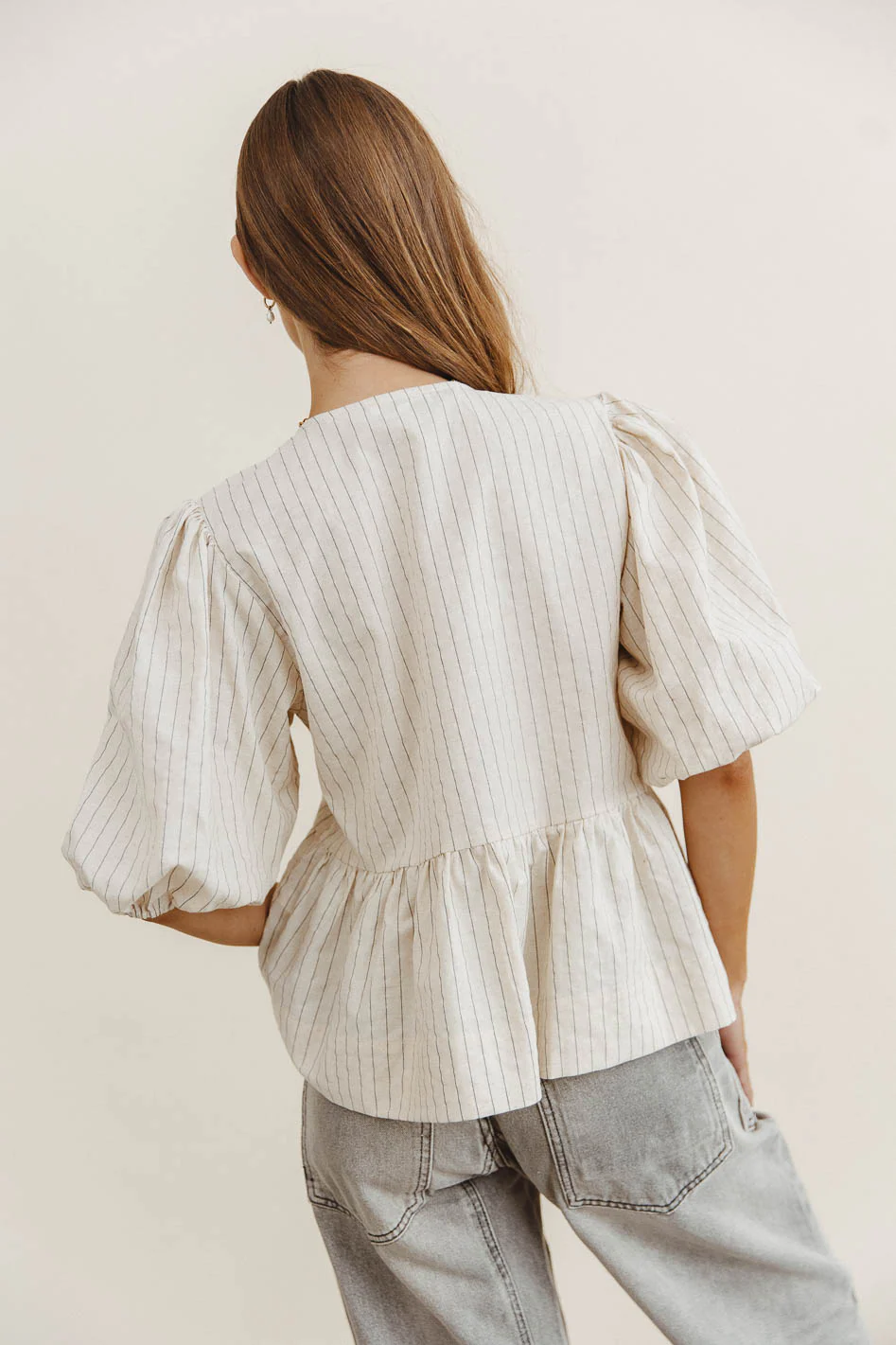 Corey Peplum Top in Tan - Image 4
