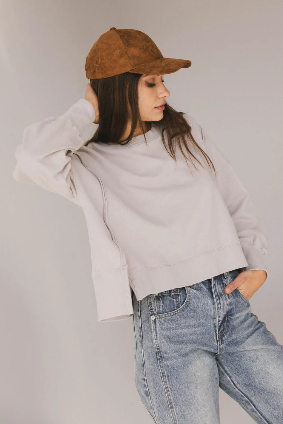 Costello Reverse Seam Crewneck in Grey - FINAL SALE - Image 2