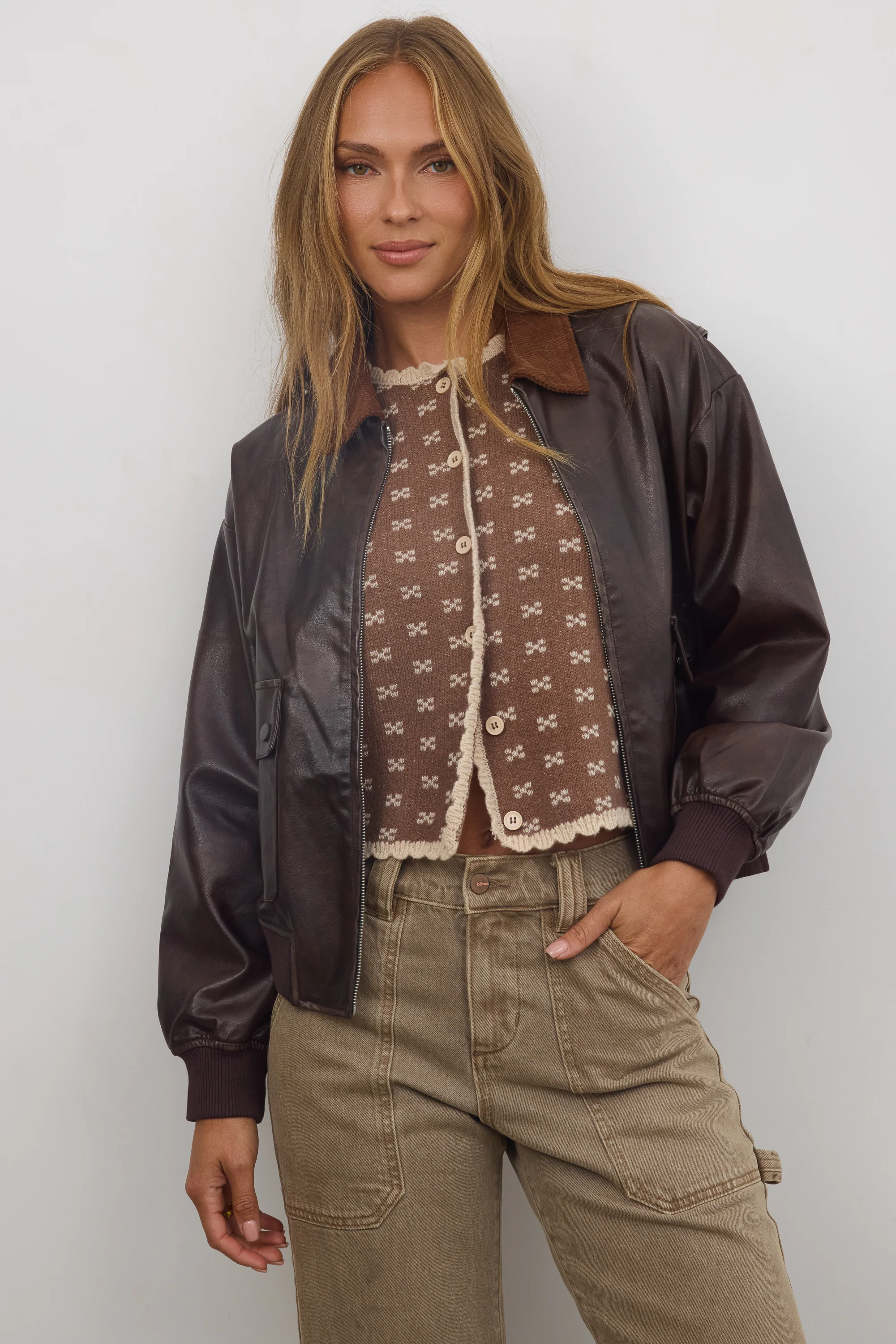 Courtney Scalloped Cardigan in Mocha - FINAL SALE - Image 2