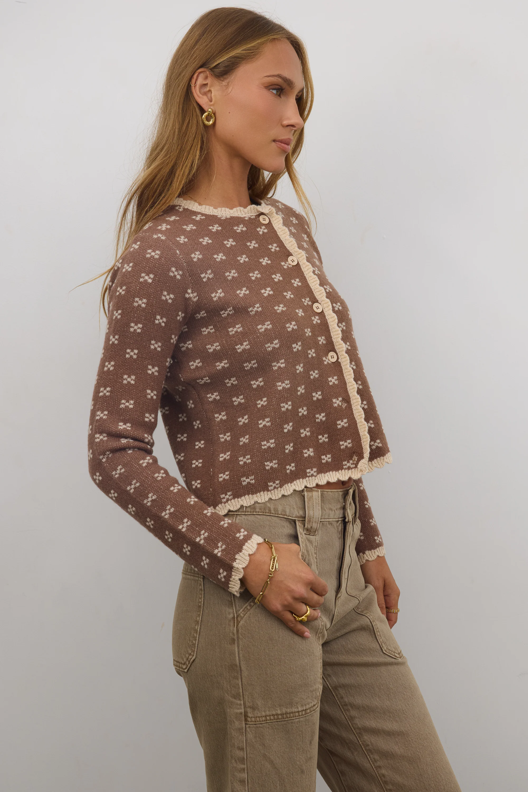Courtney Scalloped Cardigan in Mocha - FINAL SALE - Image 6