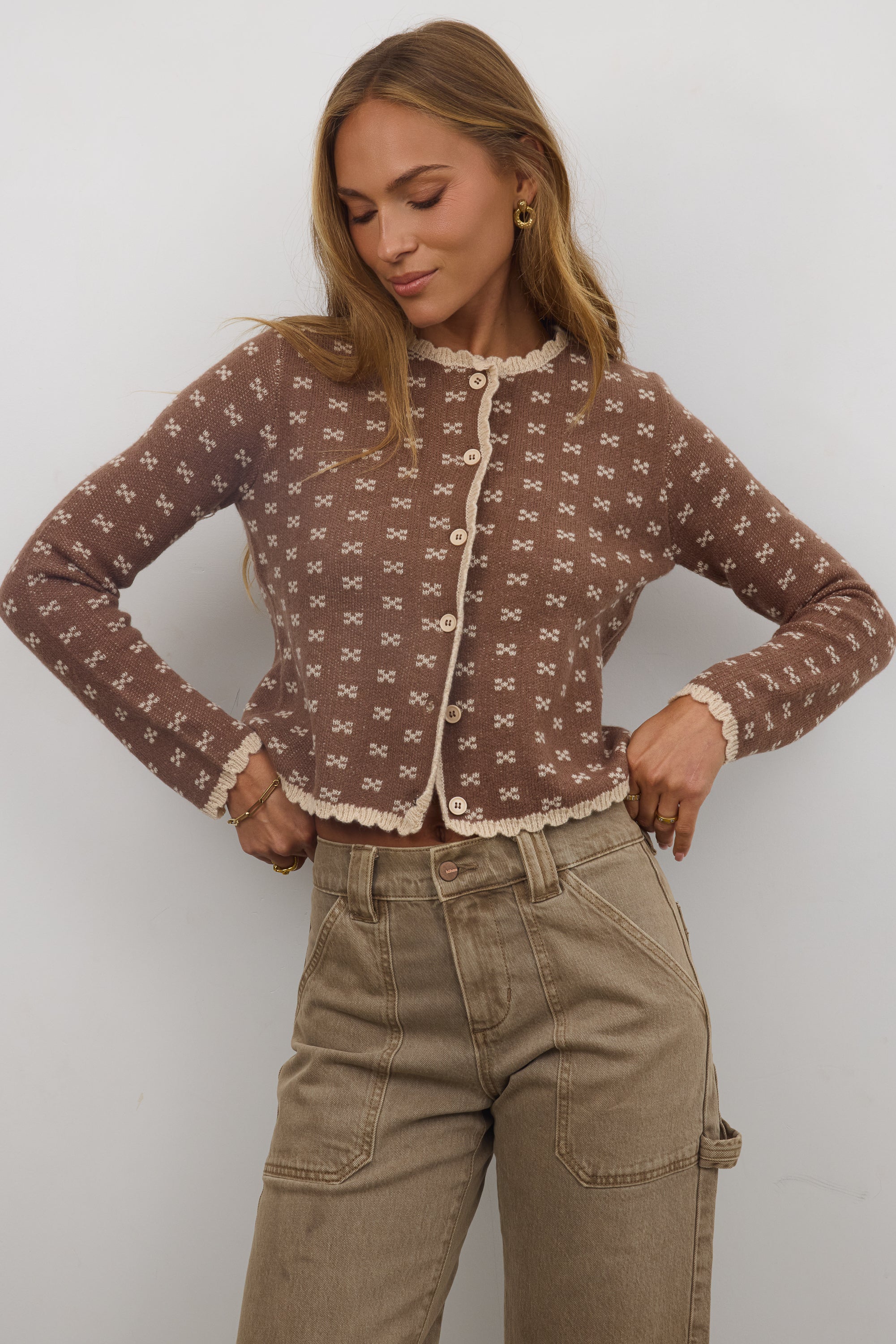 Courtney Scalloped Cardigan in Mocha - FINAL SALE - Image 7