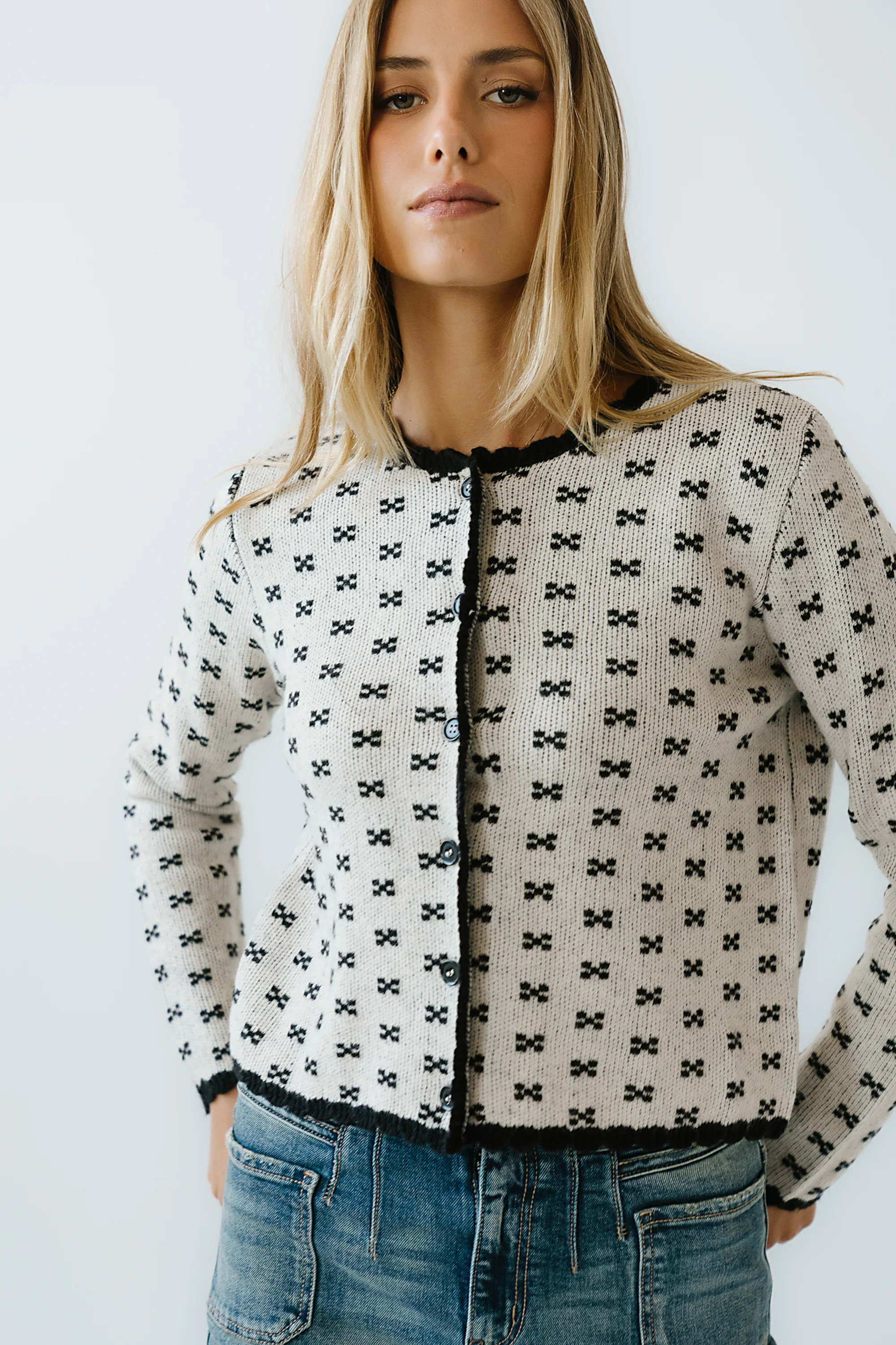 Courtney Scalloped Cardigan in Cream - FINAL SALE