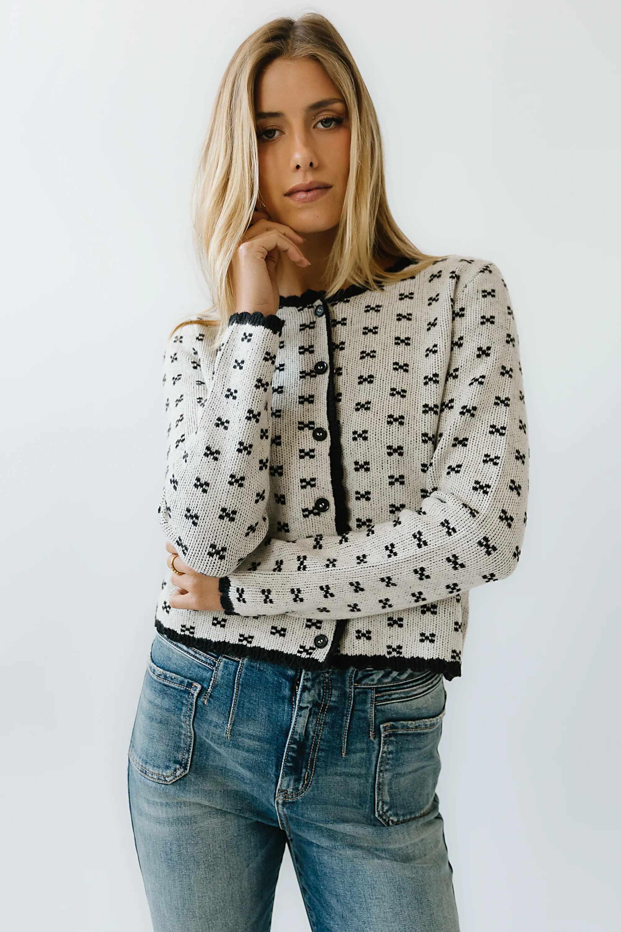 Courtney Scalloped Cardigan in Cream - FINAL SALE - Image 2