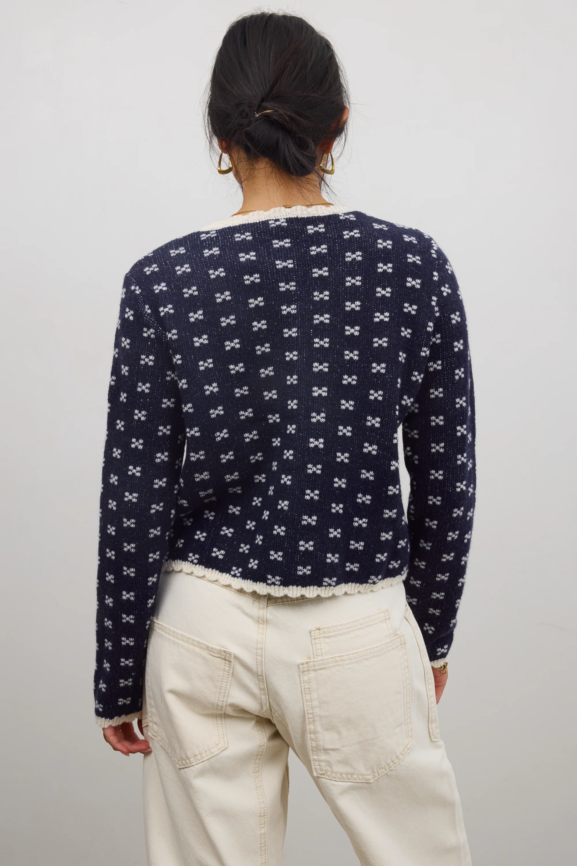 Courtney Scalloped Cardigan in Navy - FINAL SALE - Image 2