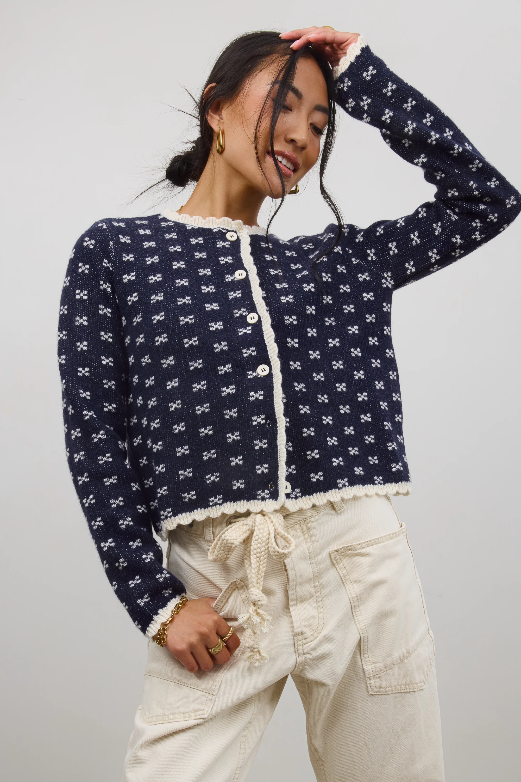 Courtney Scalloped Cardigan in Navy - FINAL SALE - Image 4