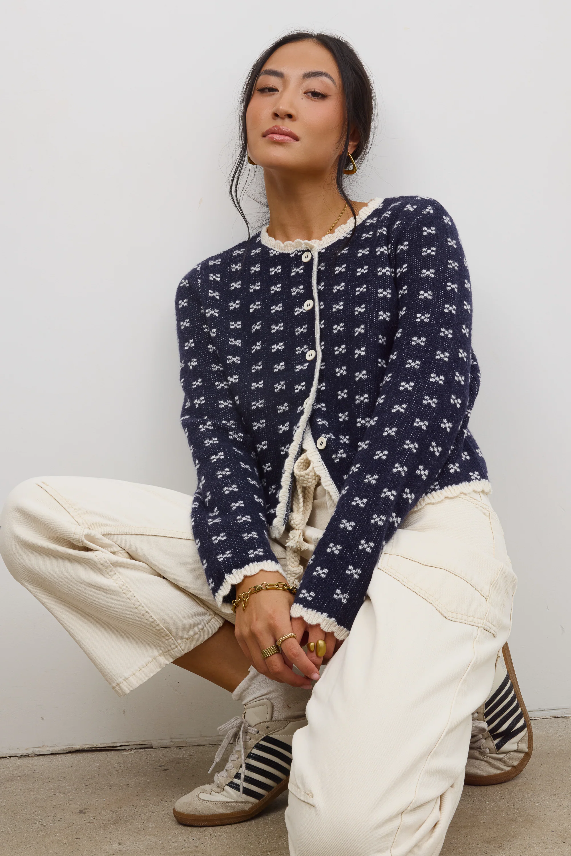 Courtney Scalloped Cardigan in Navy - FINAL SALE - Image 5