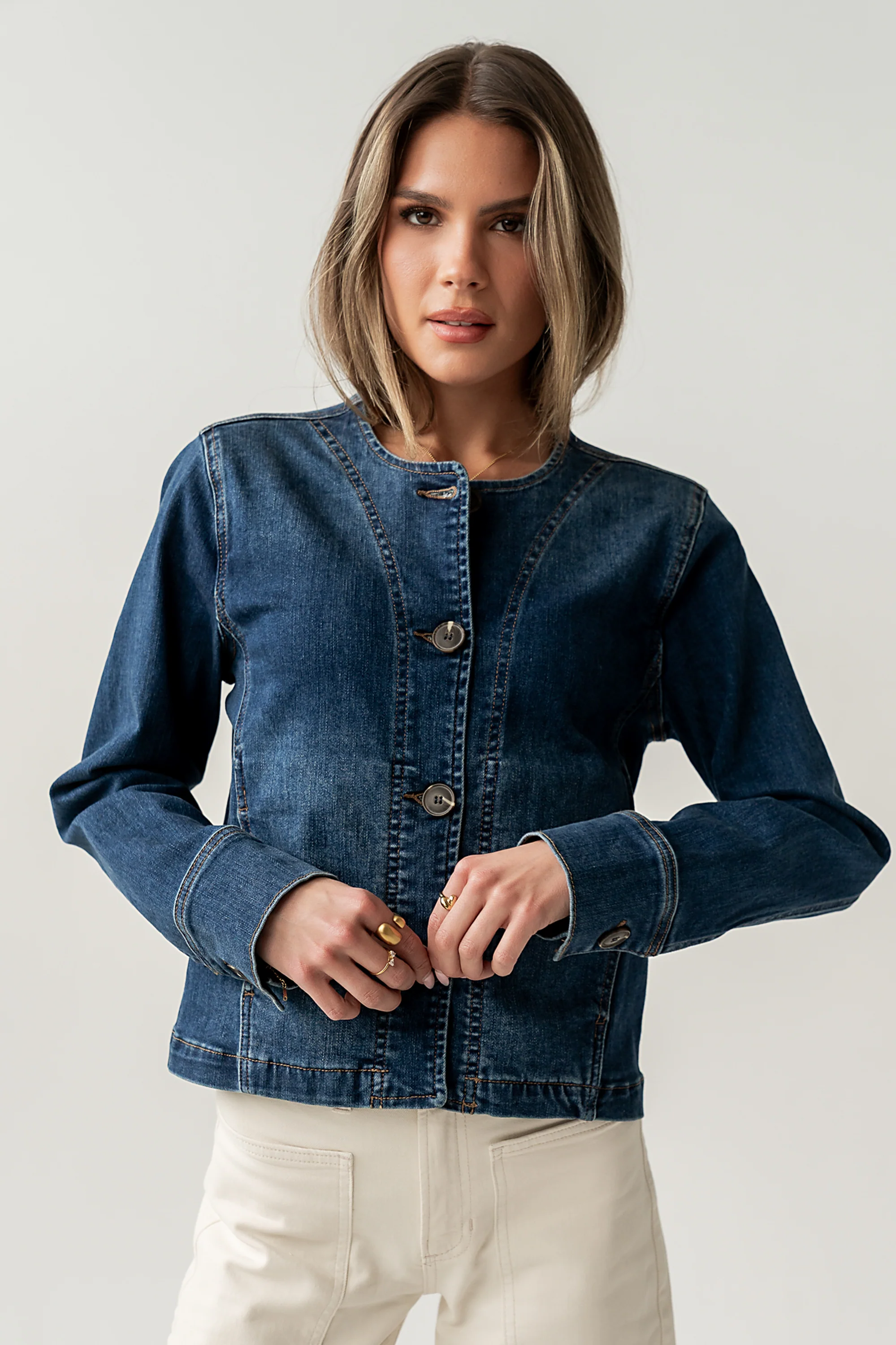 Cozette Barrel Jacket in Dark Wash - Image 5