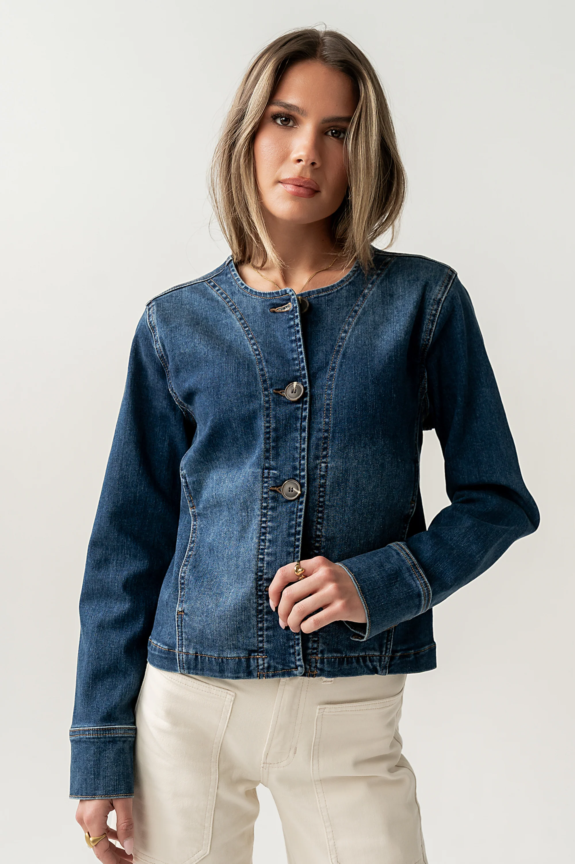 Cozette Barrel Jacket in Dark Wash - Image 7
