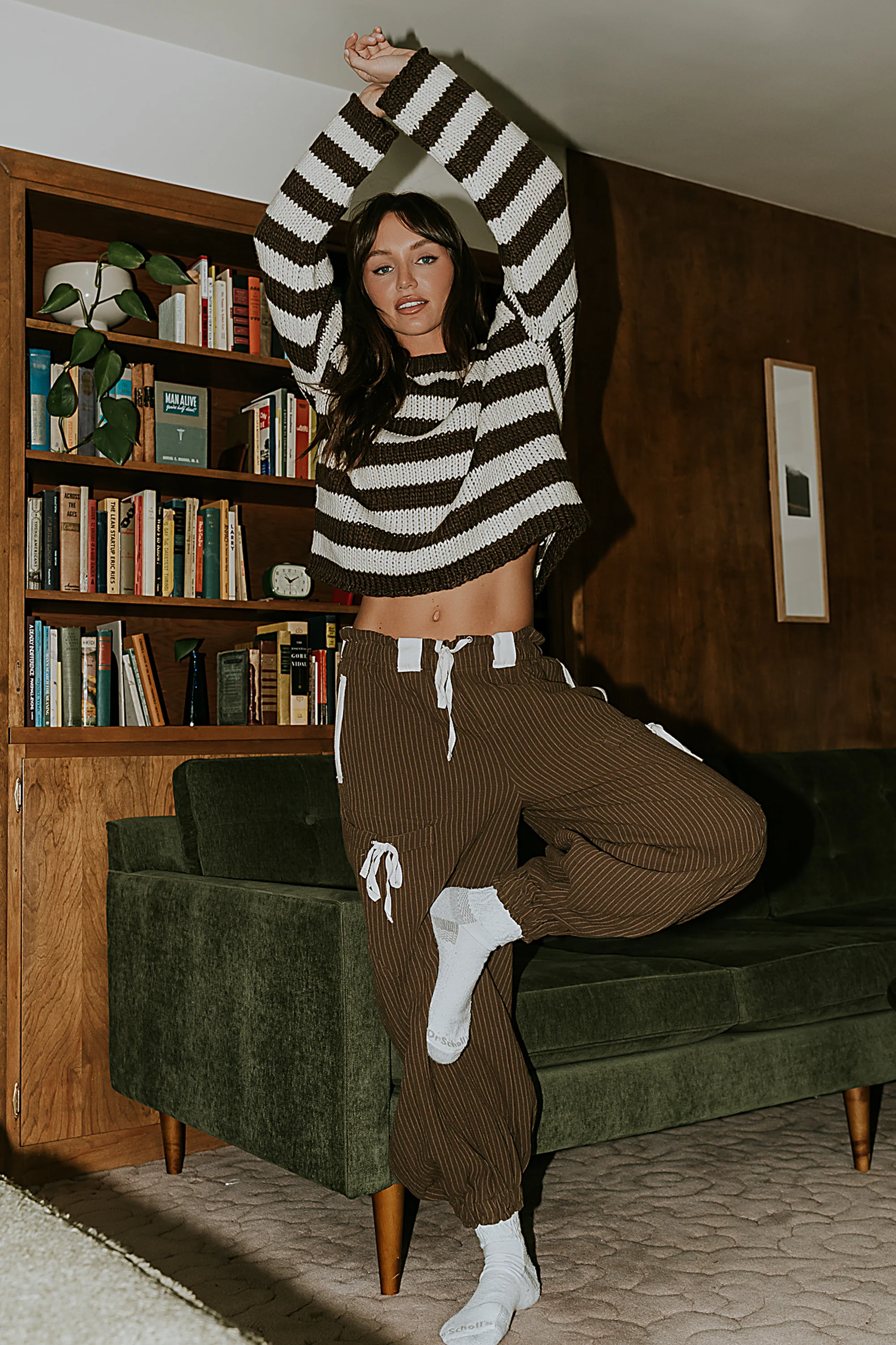 Cozette Striped Baggy Pants in Brown - FINAL SALE - Image 2