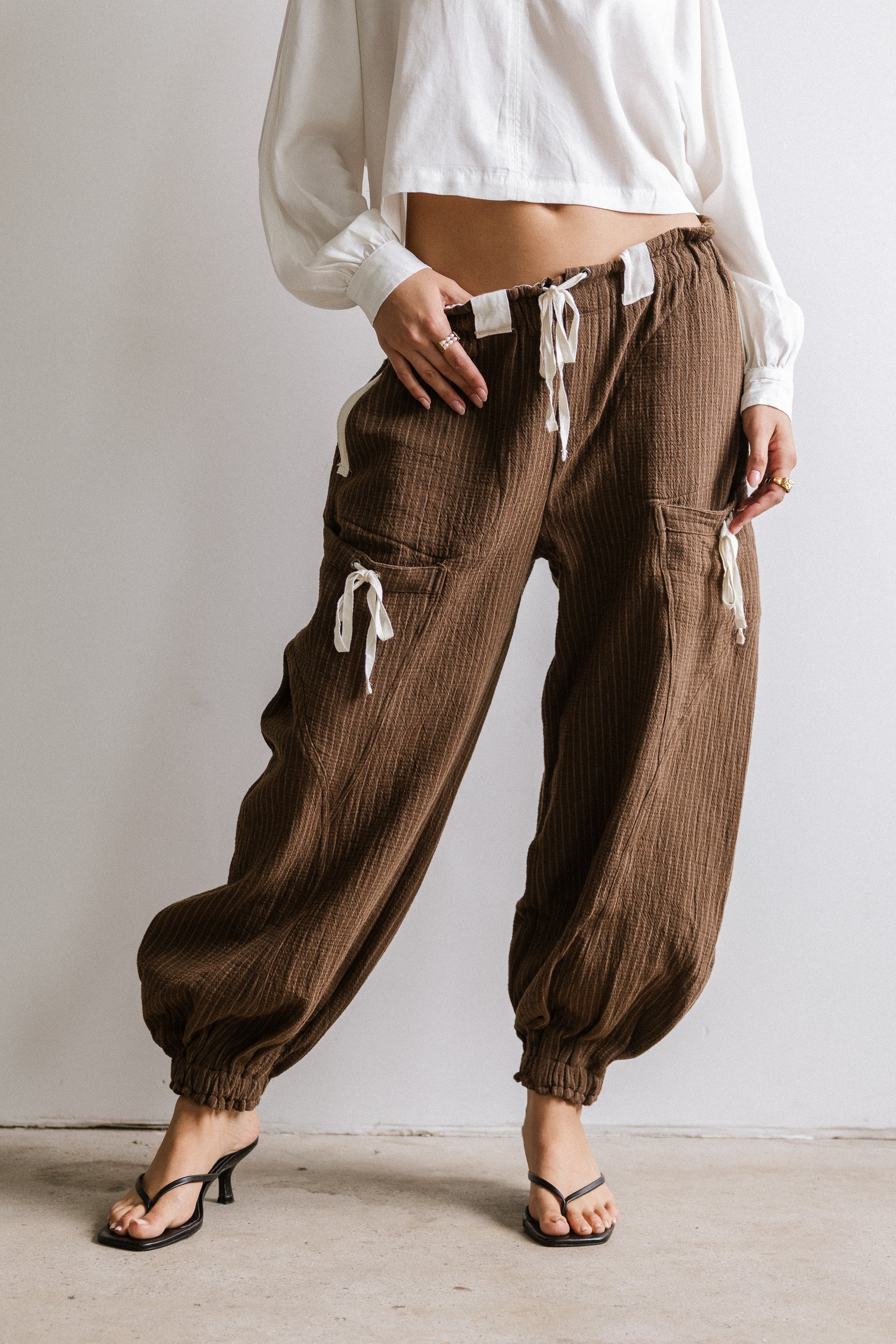 Cozette Striped Baggy Pants in Brown - FINAL SALE - Image 3