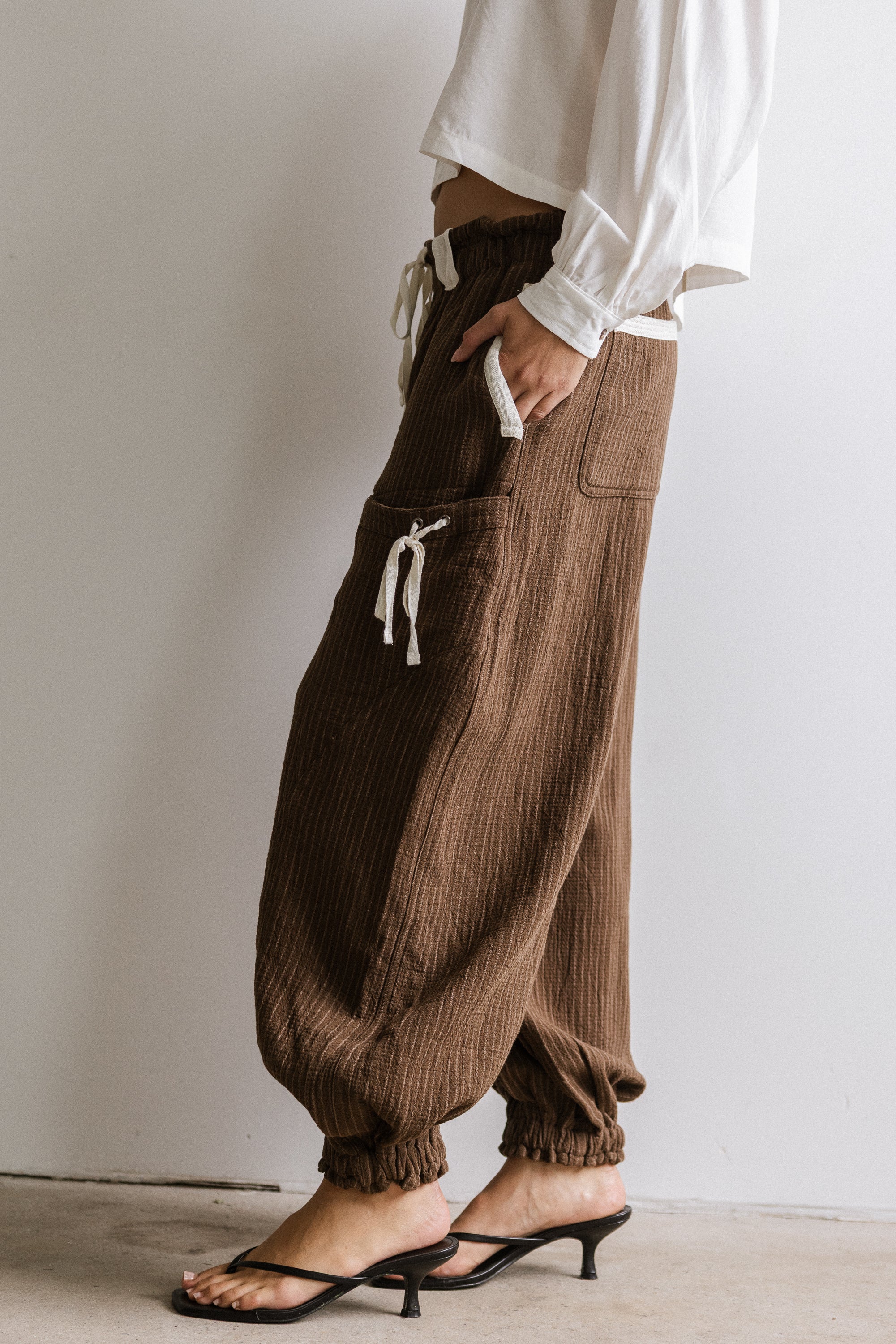 Cozette Striped Baggy Pants in Brown - FINAL SALE - Image 4