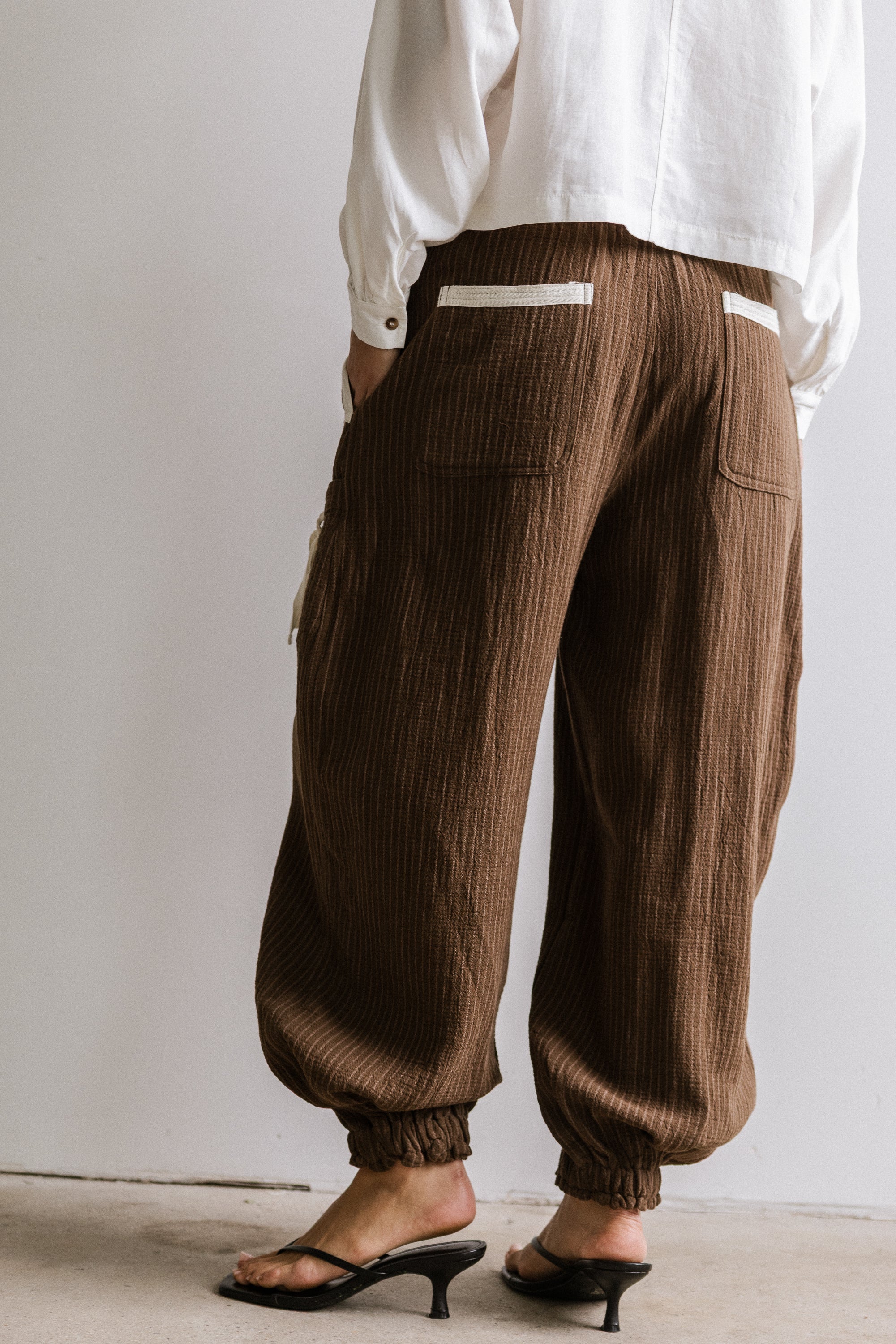 Cozette Striped Baggy Pants in Brown - FINAL SALE - Image 5
