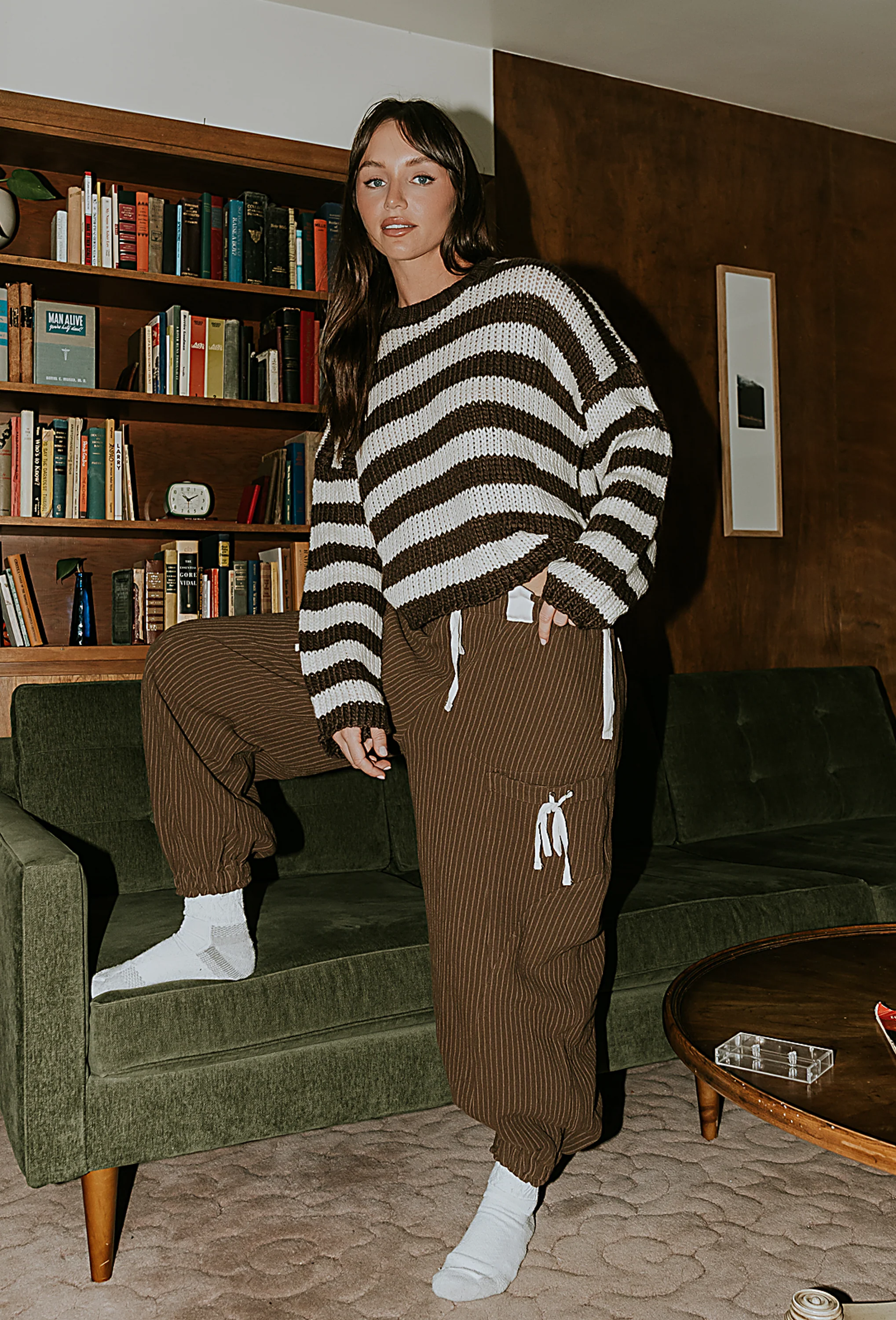 Cozette Striped Baggy Pants in Brown - FINAL SALE - Image 6