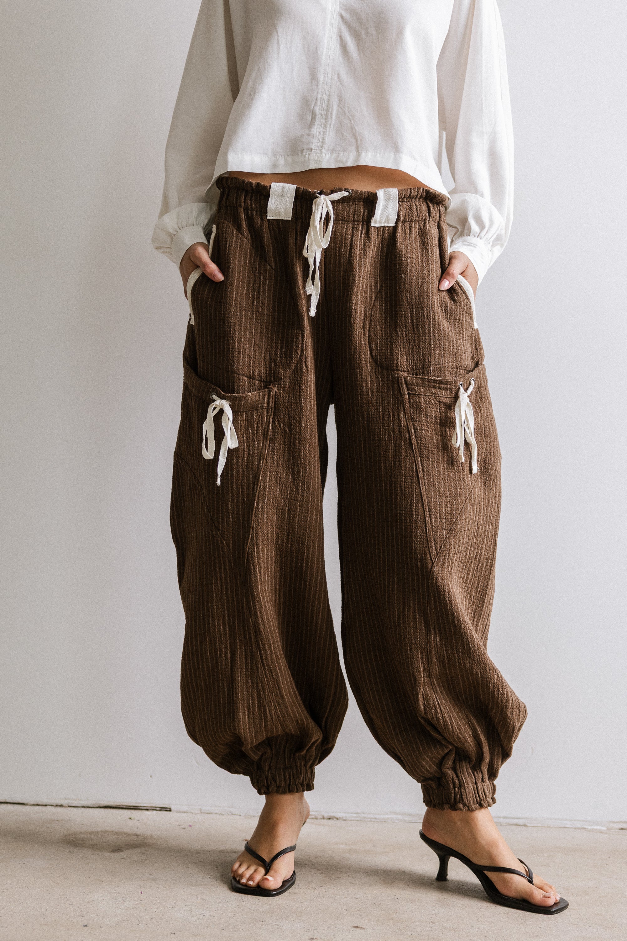 Cozette Striped Baggy Pants in Brown - FINAL SALE - Image 7