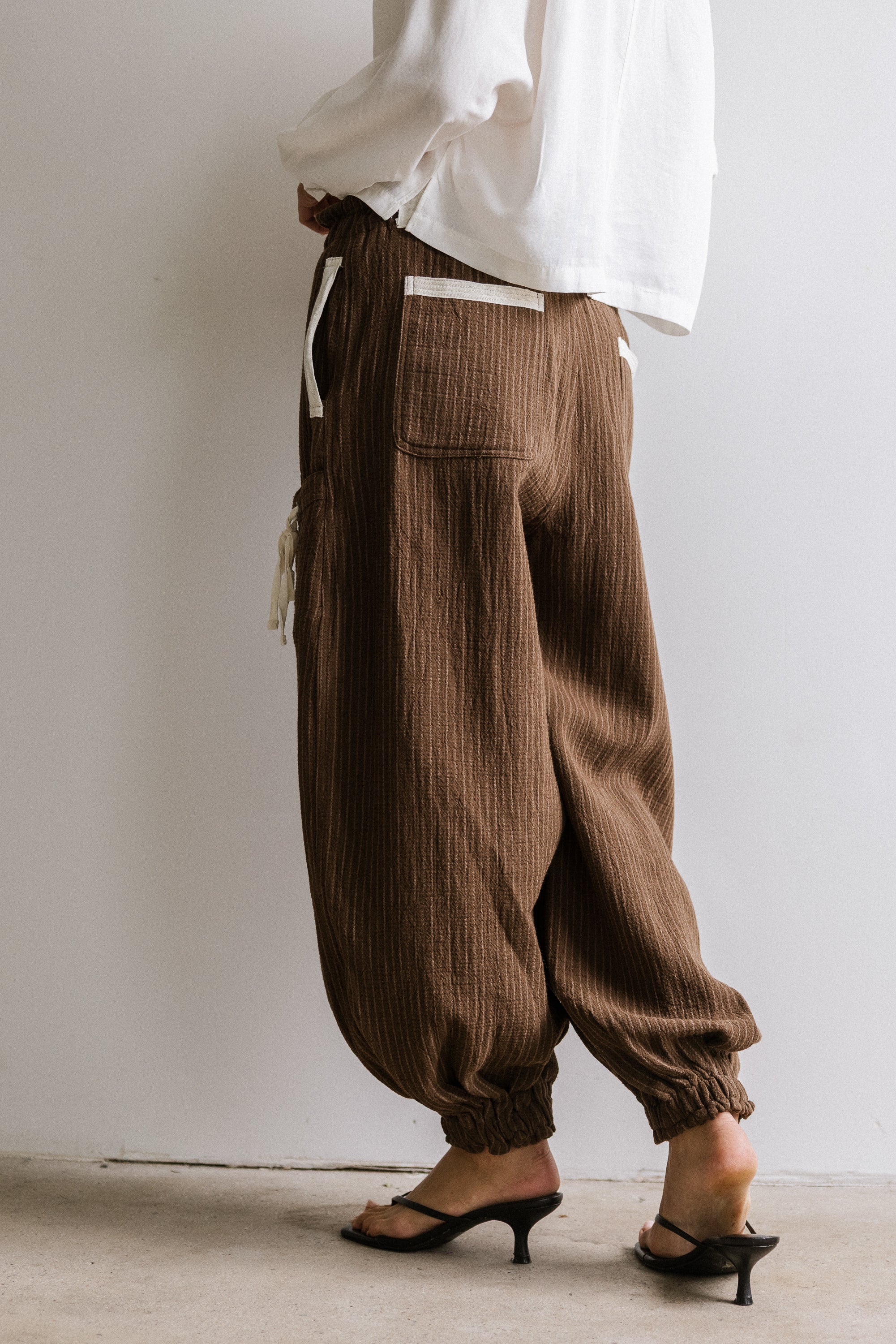 Cozette Striped Baggy Pants in Brown - FINAL SALE - Image 8