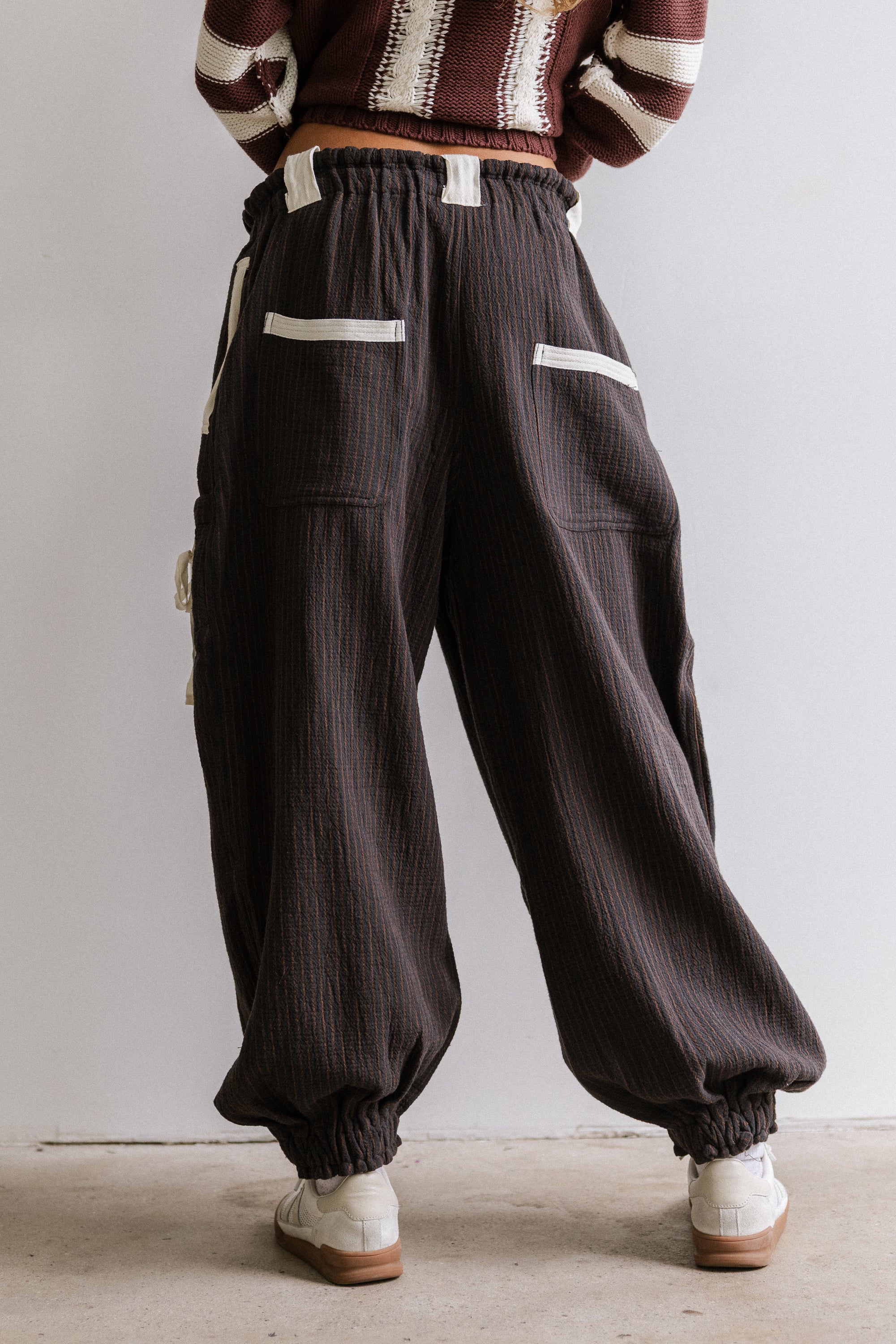 Cozette Striped Baggy Pants in Navy - FINAL SALE - Image 2