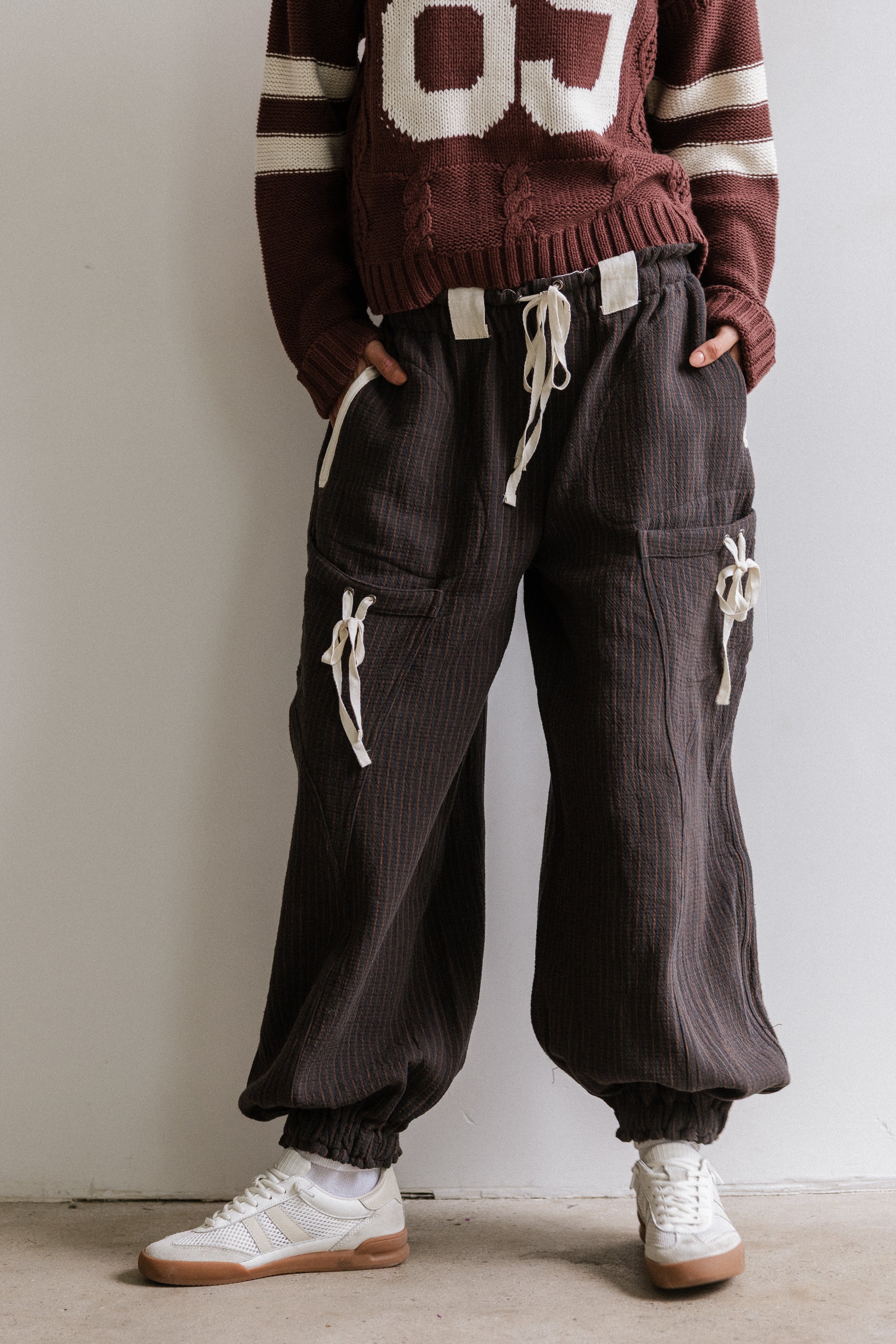 Cozette Striped Baggy Pants in Navy - FINAL SALE - Image 3