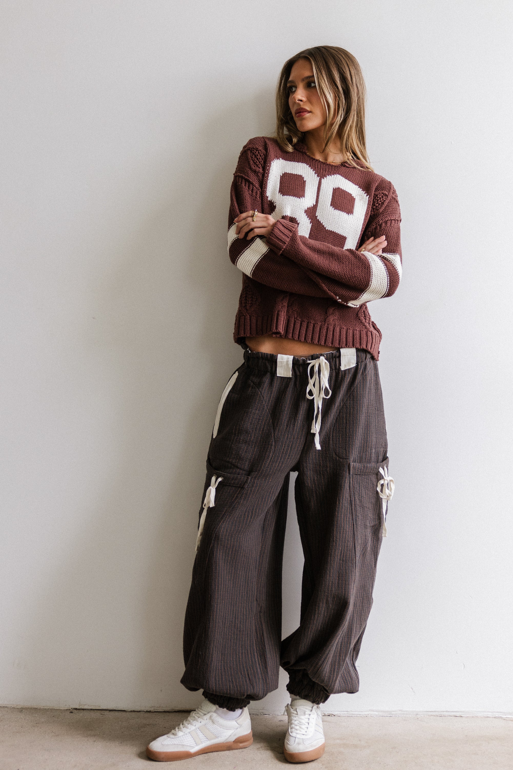Cozette Striped Baggy Pants in Navy - FINAL SALE - Image 5