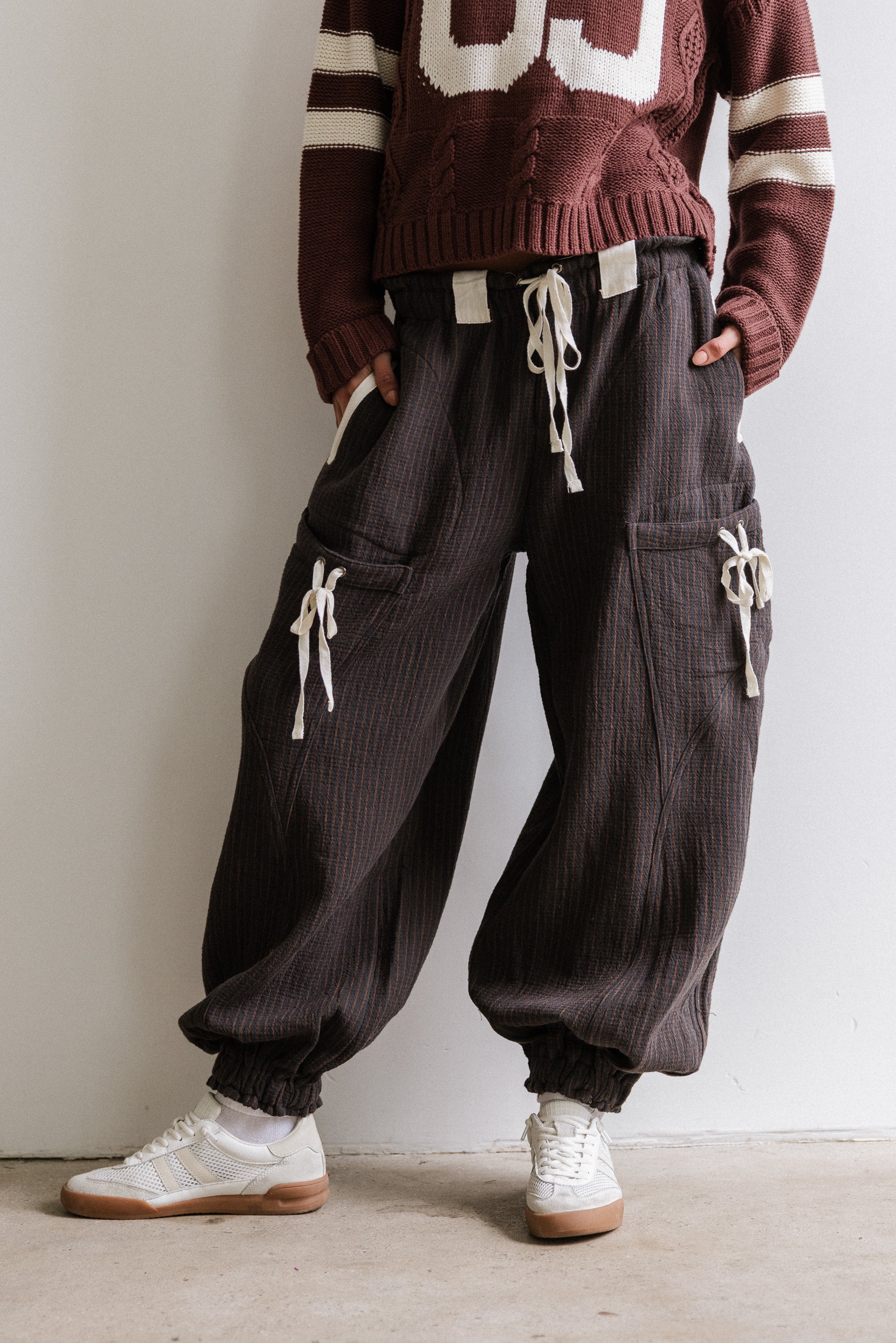 Cozette Striped Baggy Pants in Navy - FINAL SALE - Image 7