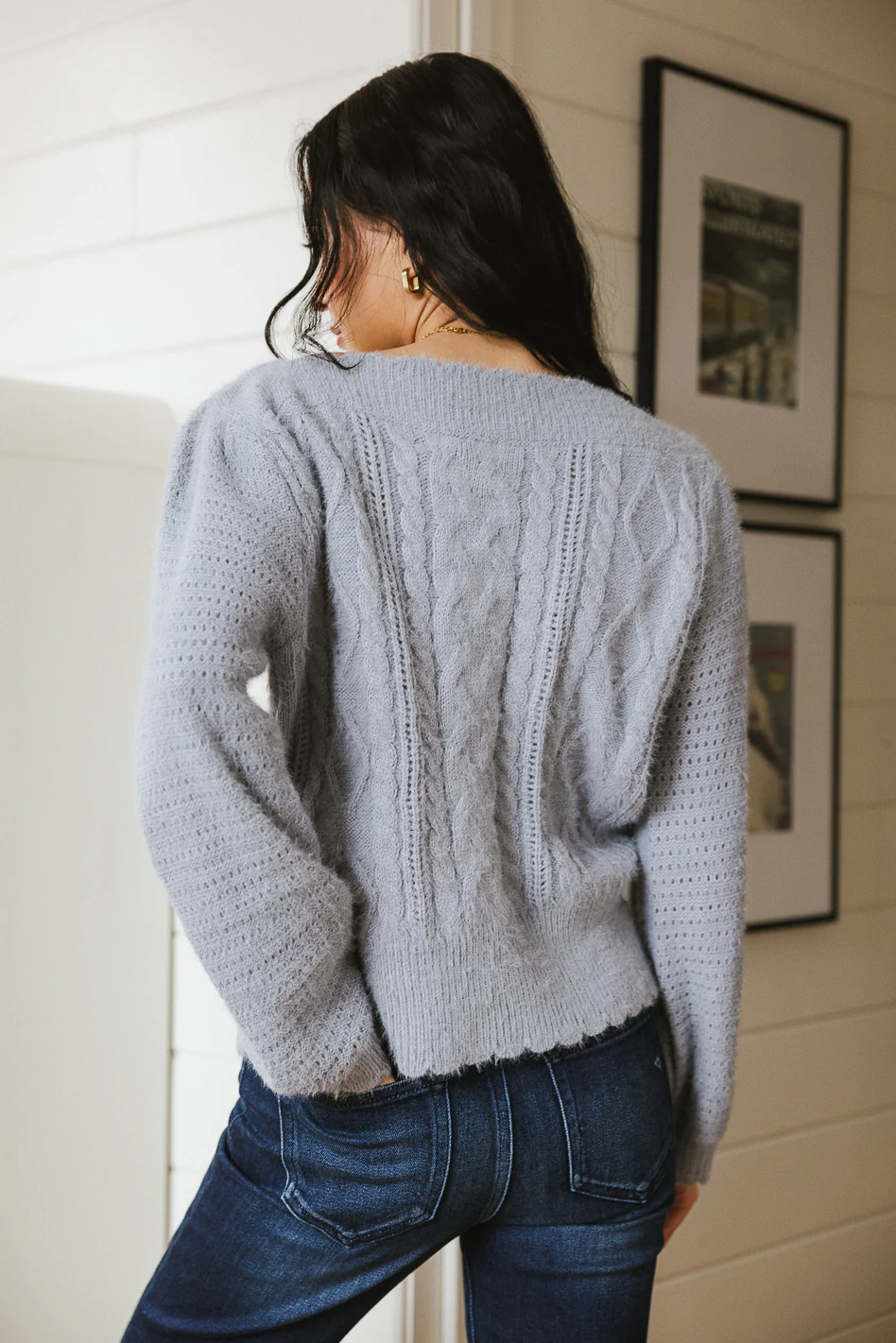 Dakota Cable Knit Sweater in Blue - FINAL SALE - Image 5