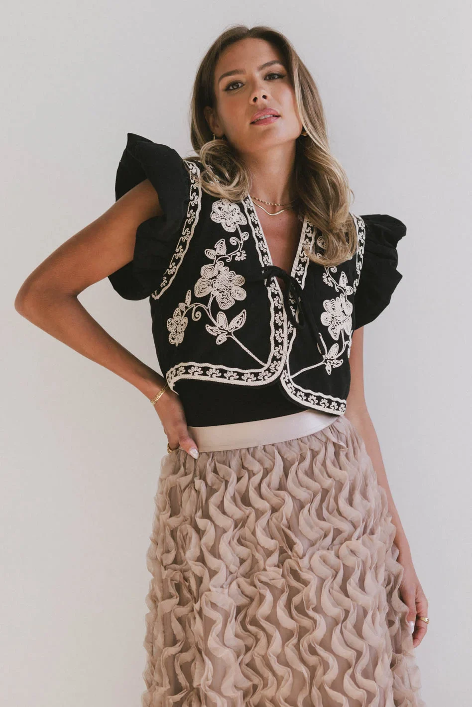 Damaris Embroidered Vest in Black - FINAL SALE - Image 5