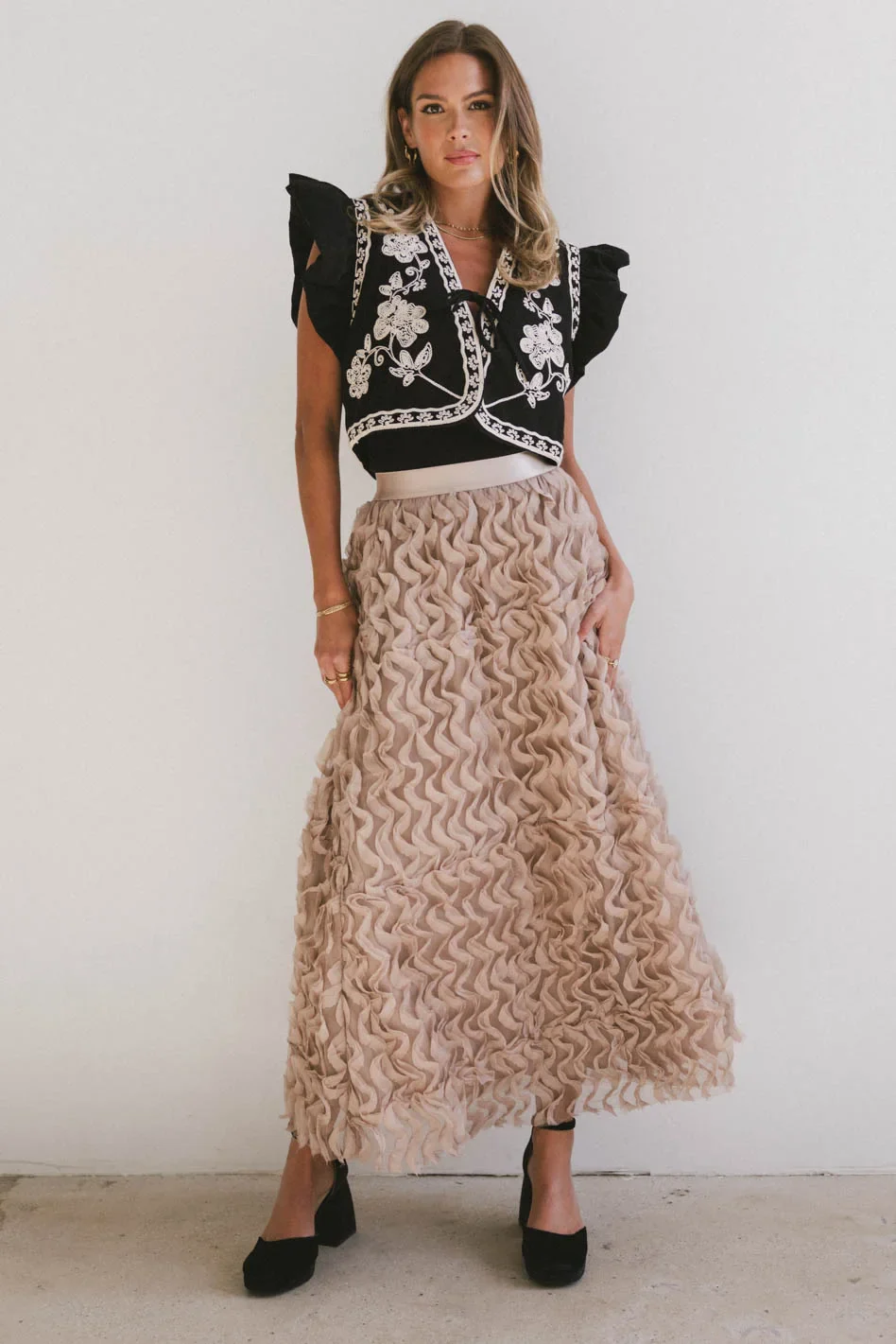 Damaris Embroidered Vest in Black - FINAL SALE - Image 6