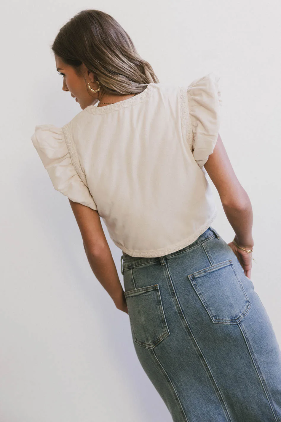 Damaris Embroidered Vest in Ecru - FINAL SALE - Image 3