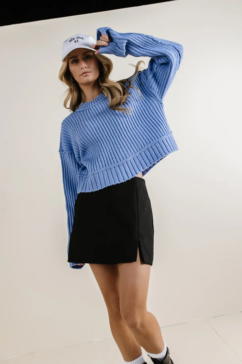 Daniela Ribbed Sweater in Blue - FINAL SALE - Image 3