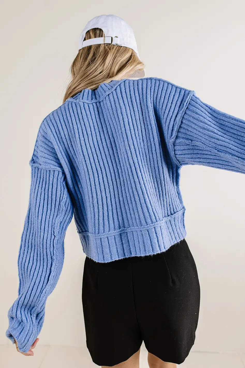 Daniela Ribbed Sweater in Blue - FINAL SALE - Image 4