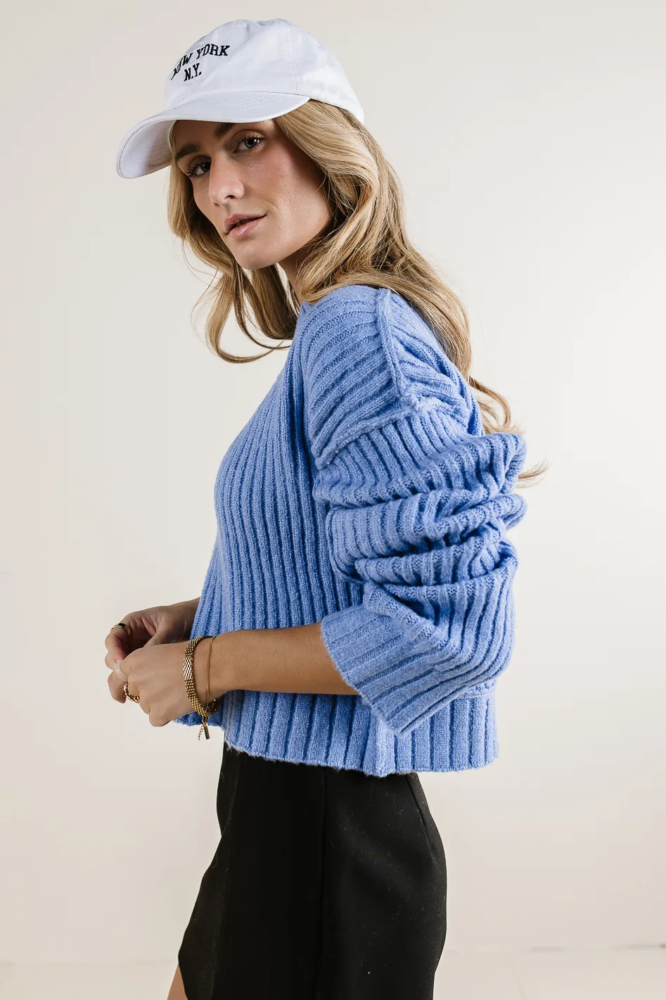 Daniela Ribbed Sweater in Blue - FINAL SALE - Image 5
