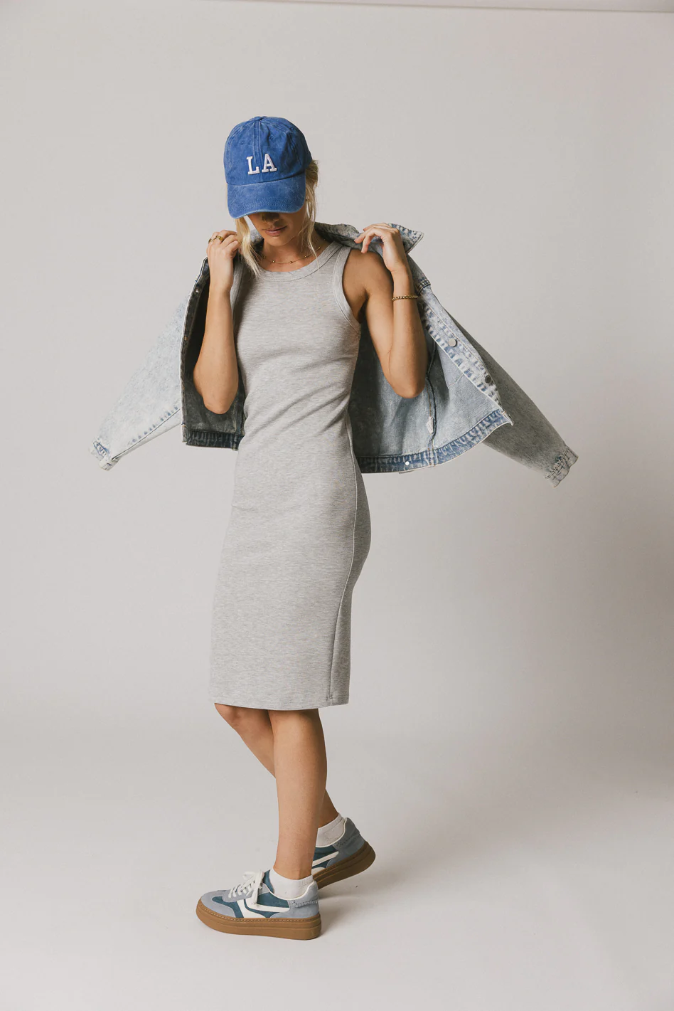 Daphne Midi Dress in Heather Grey - FINAL SALE - Image 5