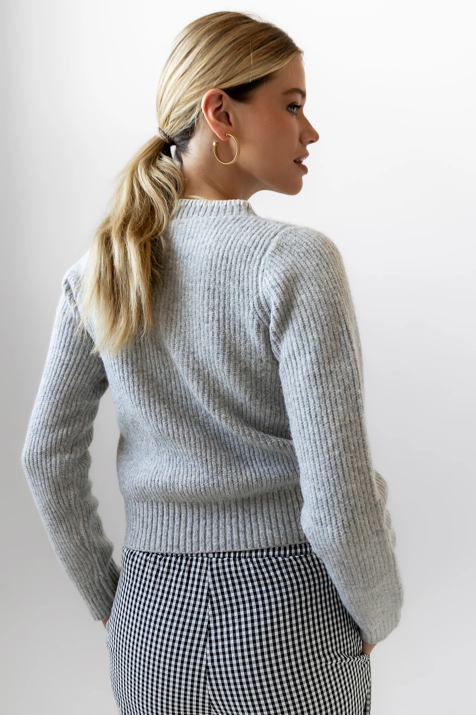Darren Contrast Cardigan in Heather Grey - FINAL SALE - Image 3