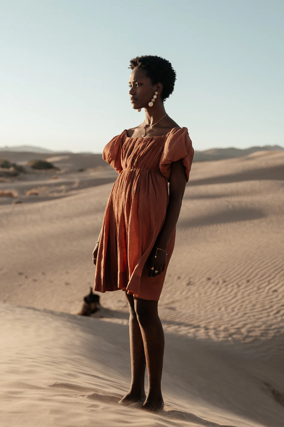Dasha Textured Mini Dress in Terracotta - FINAL SALE - Image 4