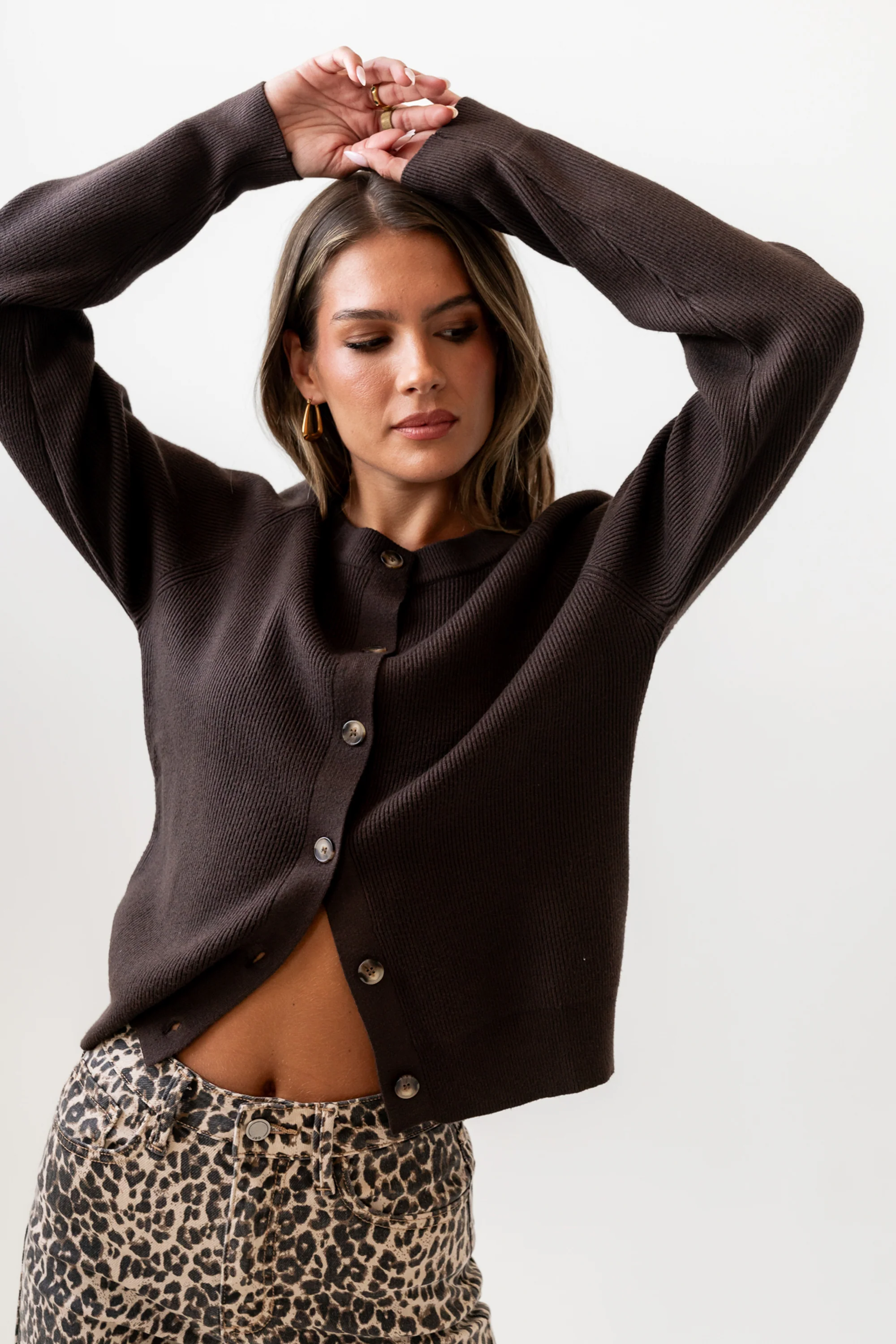 Debbie Ribbed Sweater in Brown - Image 4