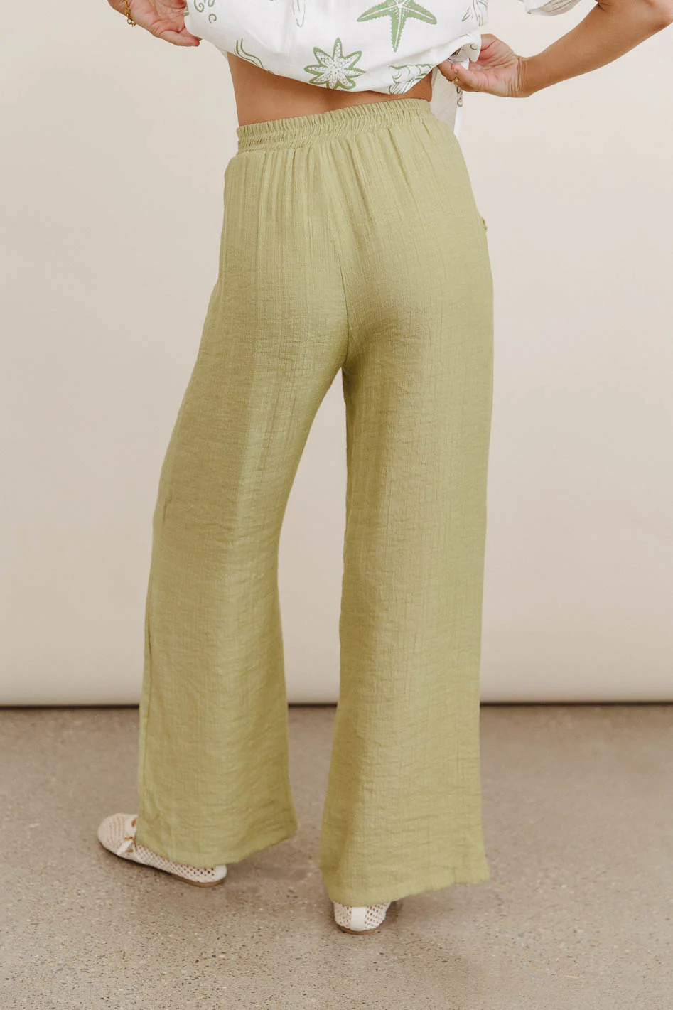 Debbie Wide Leg Pants in Green - FINAL SALE - Image 3