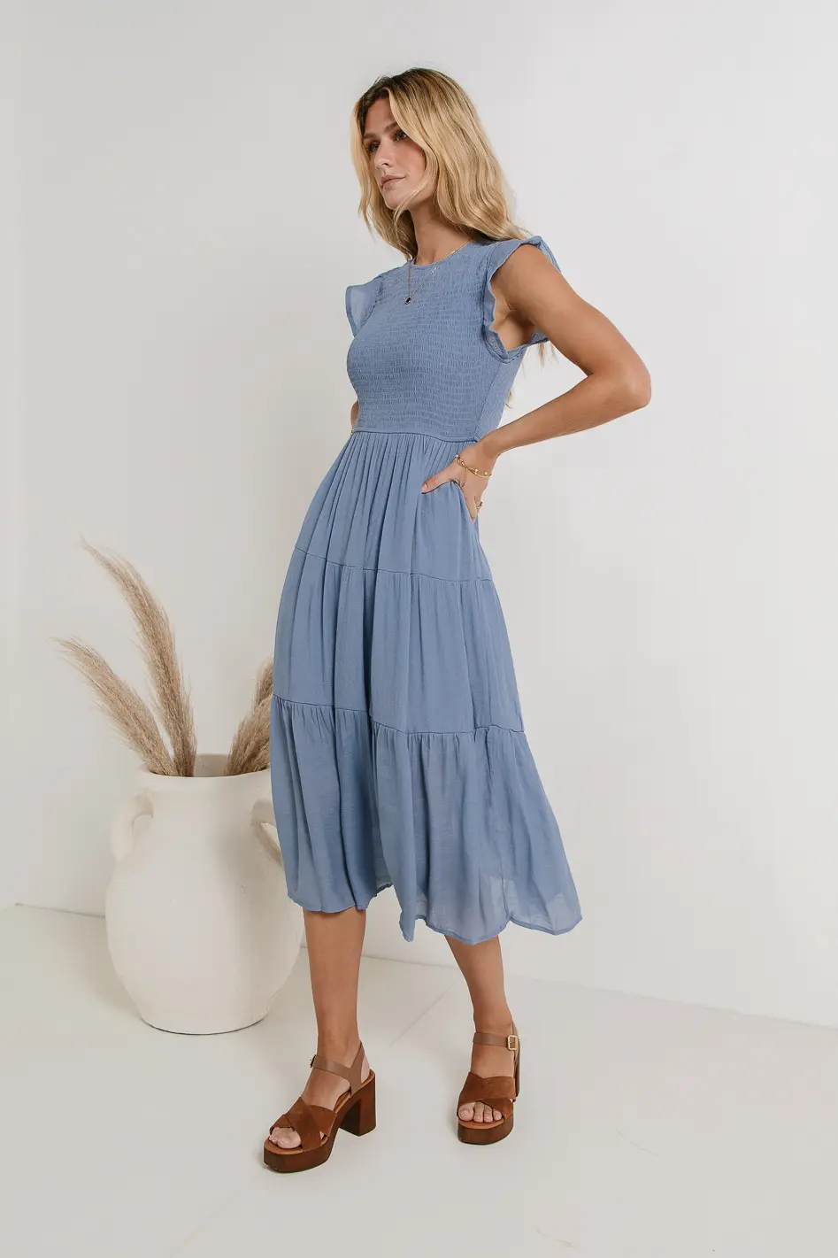 Declan Midi Dress in Blue - FINAL SALE - Image 5