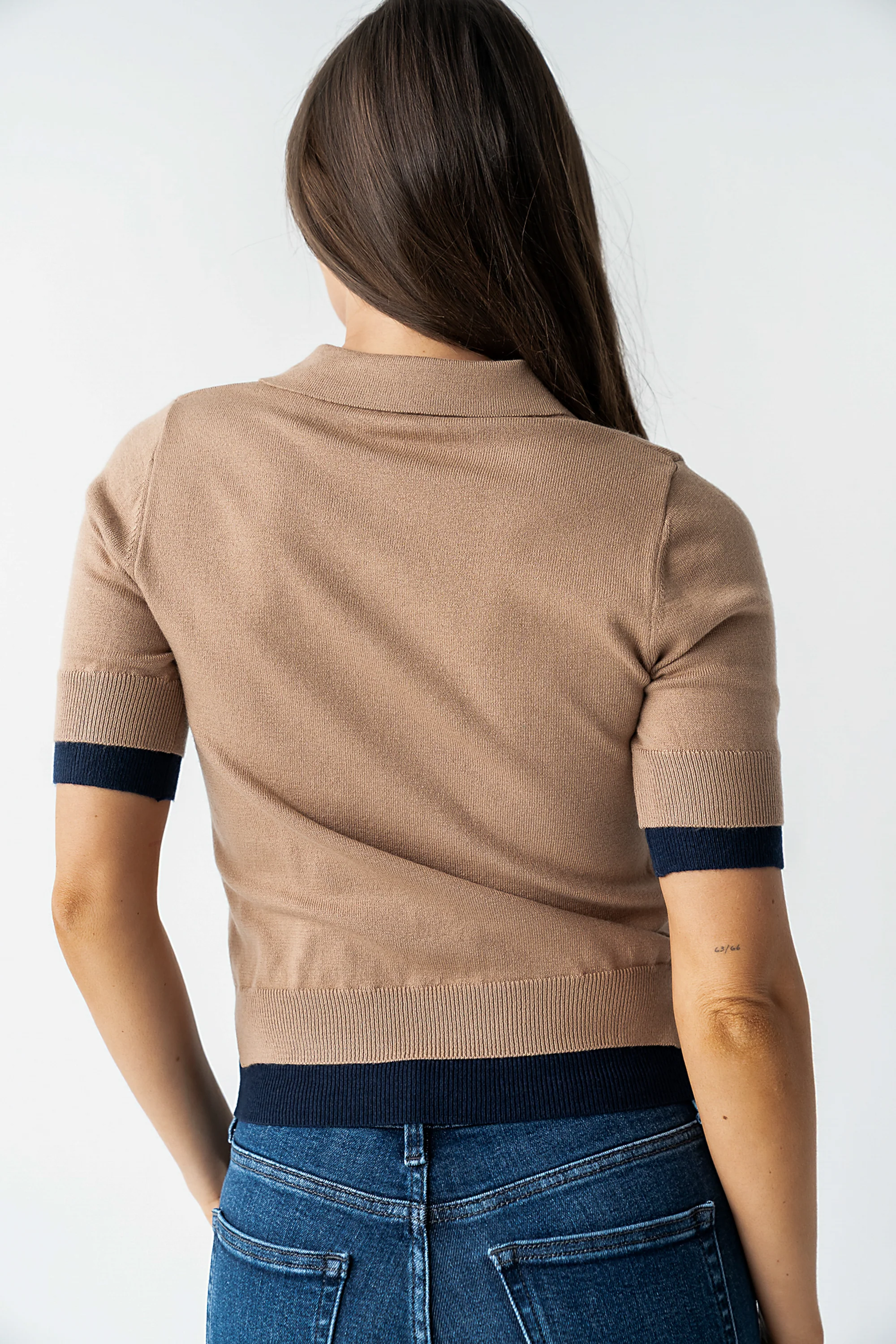 Delilah Contrast Sweater in Taupe - Image 3