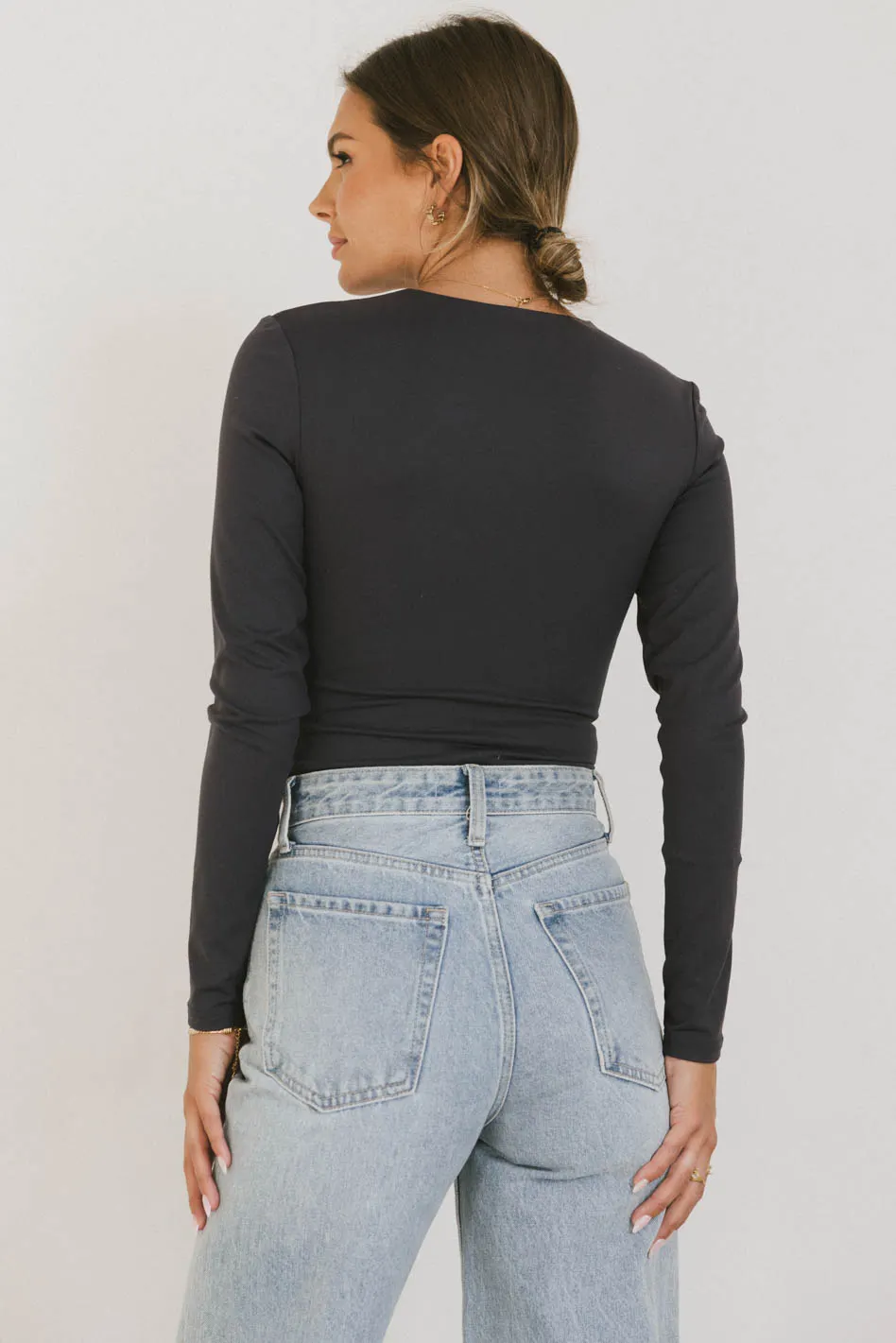 Demi Square Neck Bodysuit in Navy - FINAL SALE - Image 4