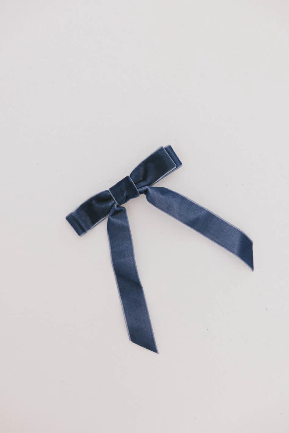 Double Loop Velvet Bow in Blue - FINAL SALE